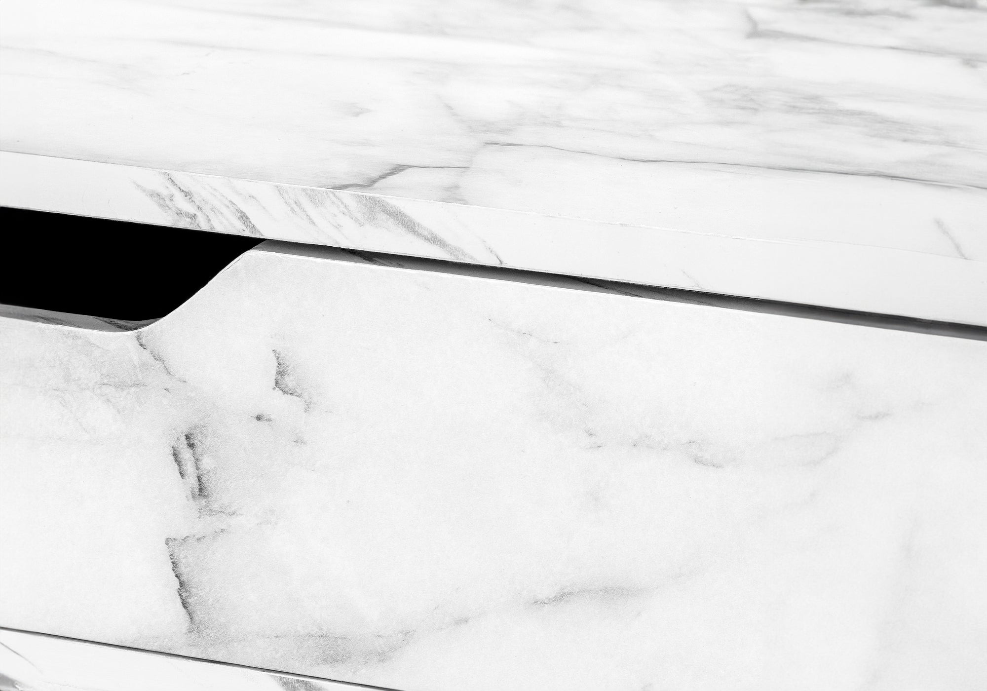 Computer Desk - 48"L / Black Marble-Look / Black Metal-Computer Desk-DECOROLALA