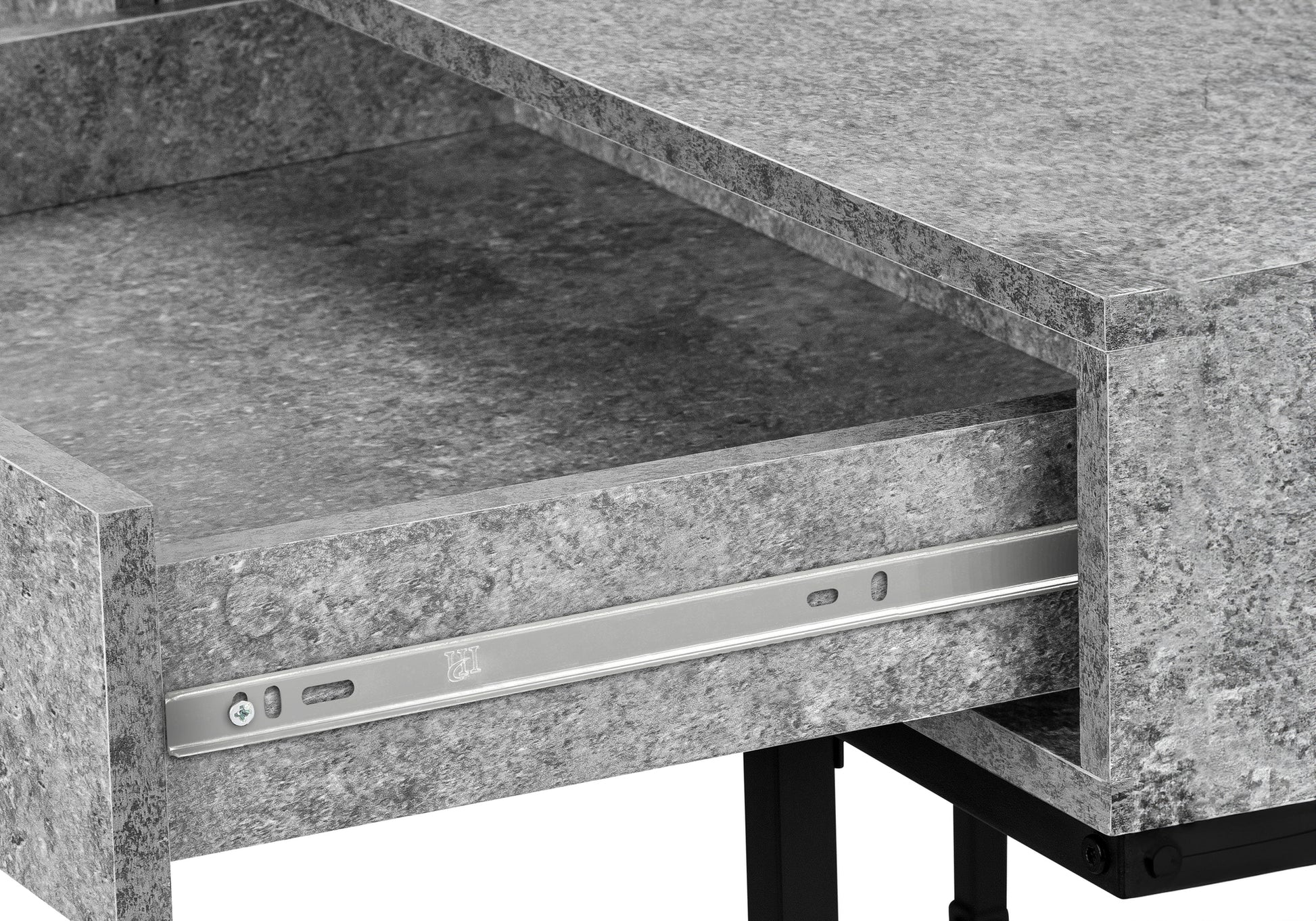 Computer Desk - 48"L / Black Marble-Look / Black Metal-Computer Desk-DECOROLALA