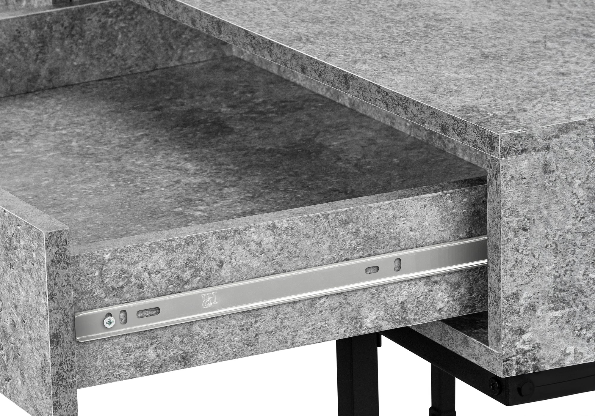 Computer Desk - 48"L / Black Marble-Look / Black Metal-Computer Desk-DECOROLALA