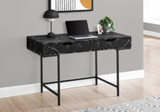 Computer Desk - 48"L / Black Marble-Look / Black Metal-Computer Desk-DECOROLALA
