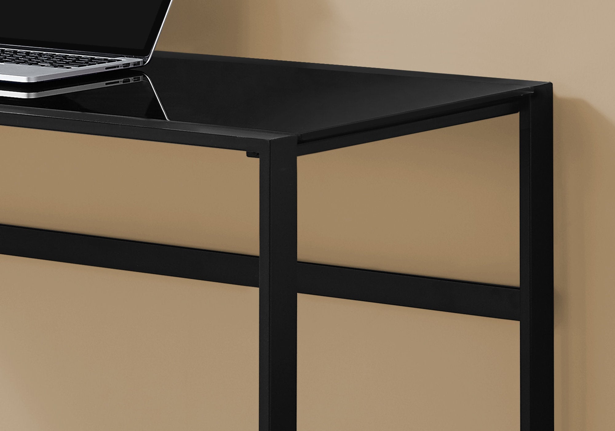 Computer Desk - 48"L / Black Metal / Black Tempered Glass-Computer Desk-DECOROLALA