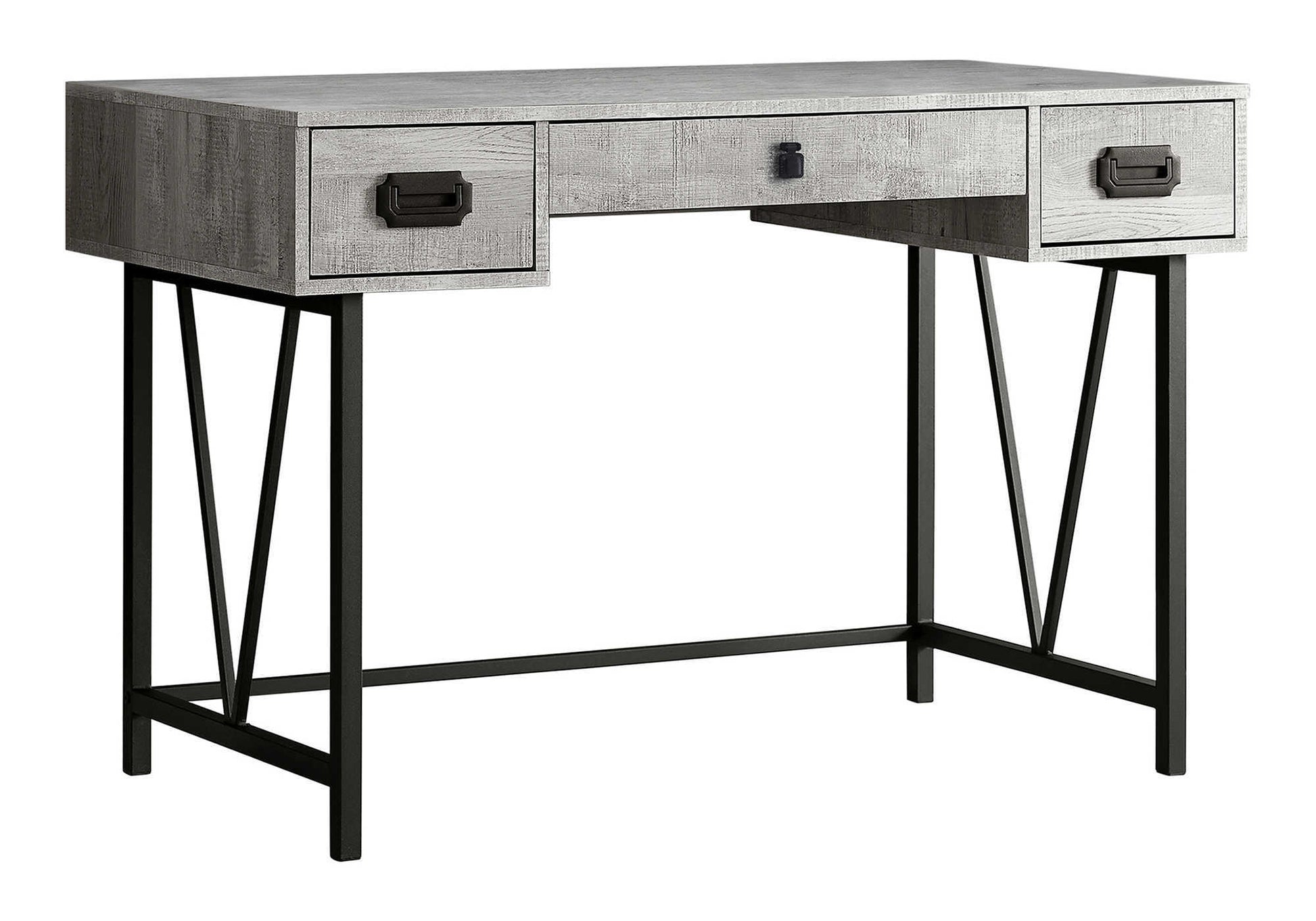 Computer Desk - 48"L / Brown Reclaimed Wood / Black Metal-Computer Desk-DECOROLALA