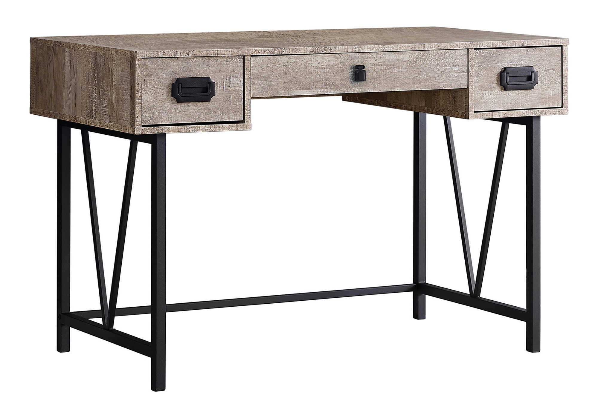 Computer Desk - 48"L / Brown Reclaimed Wood / Black Metal-Computer Desk-DECOROLALA
