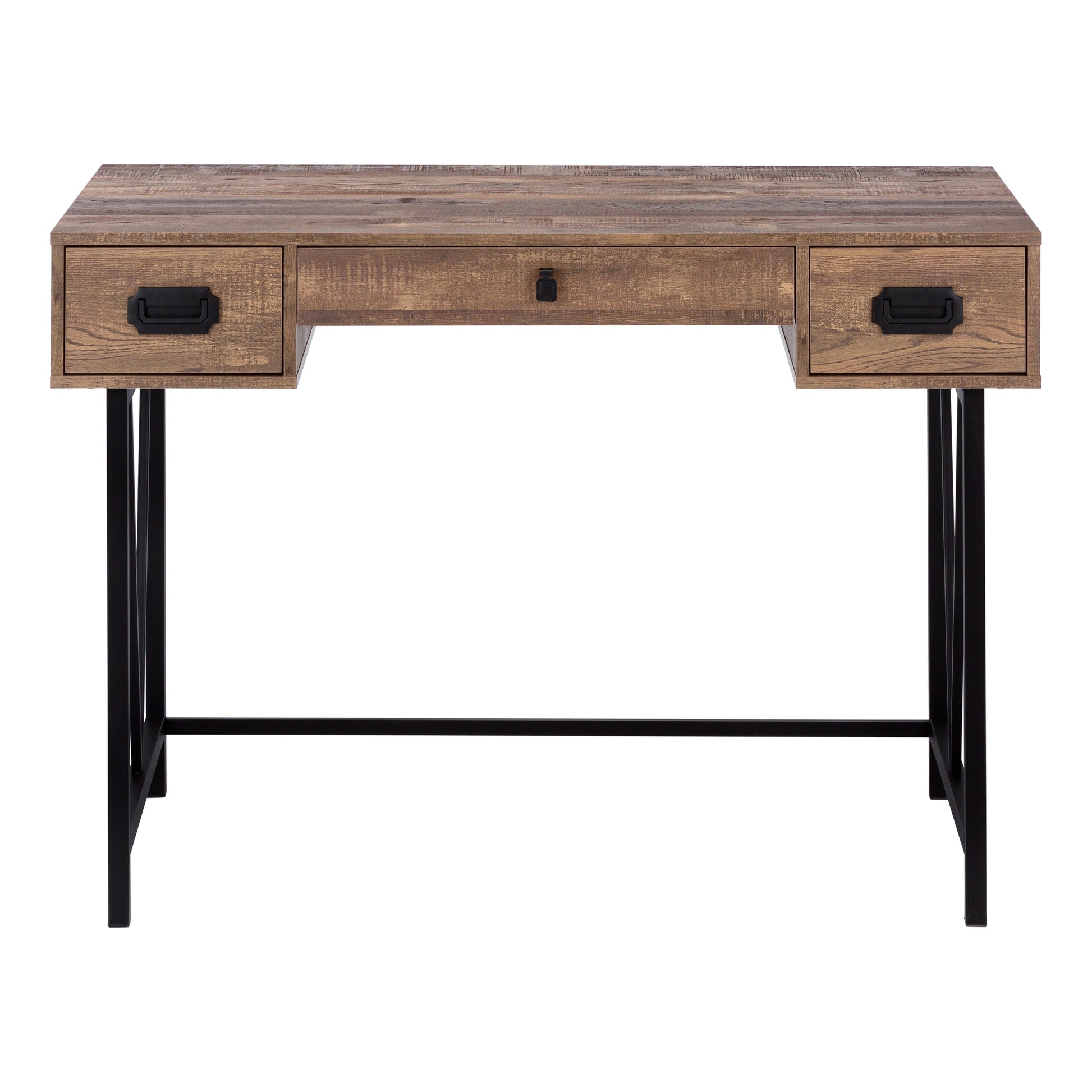 Computer Desk - 48"L / Brown Reclaimed Wood / Black Metal-Computer Desk-DECOROLALA