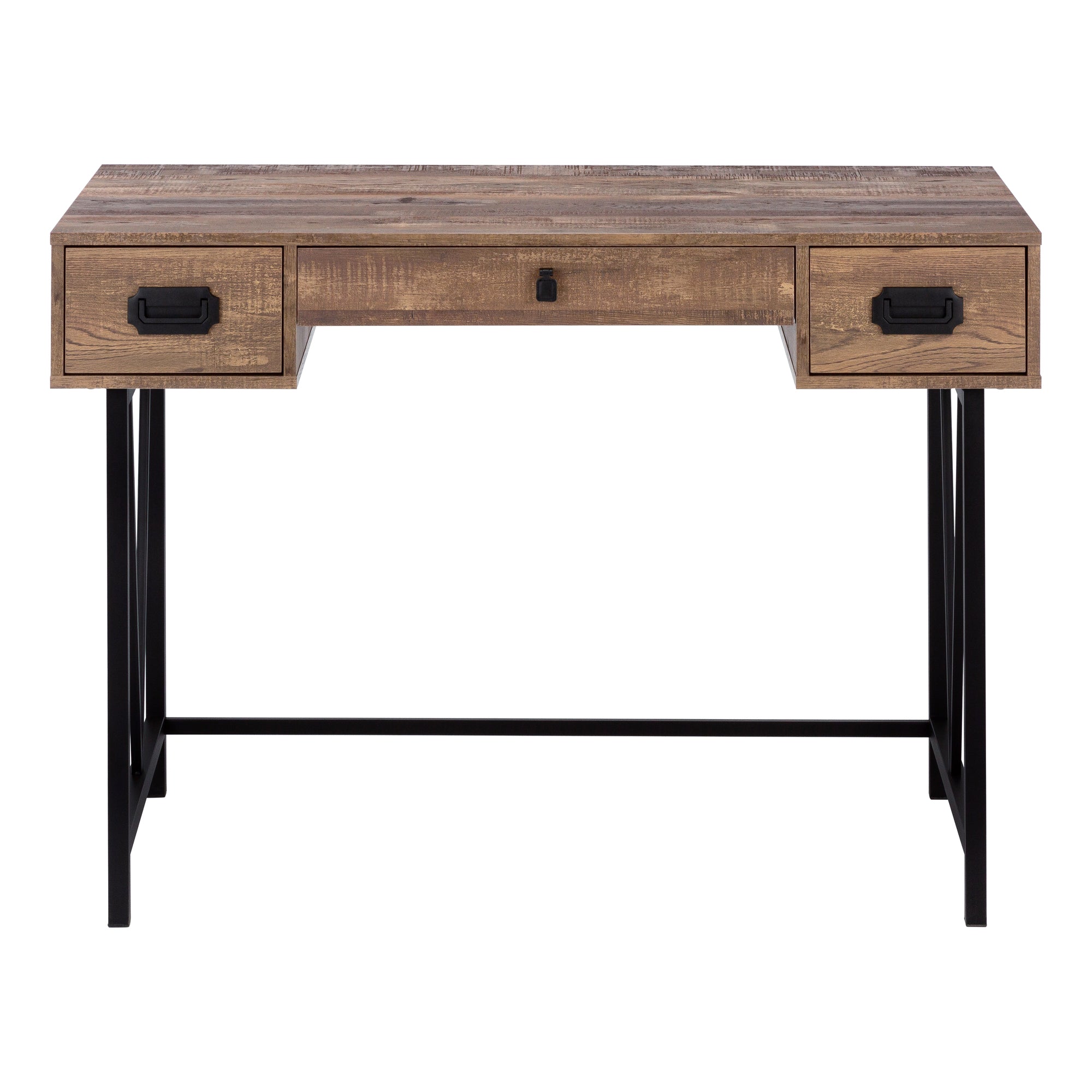 Computer Desk - 48"L / Brown Reclaimed Wood / Black Metal-Computer Desk-DECOROLALA