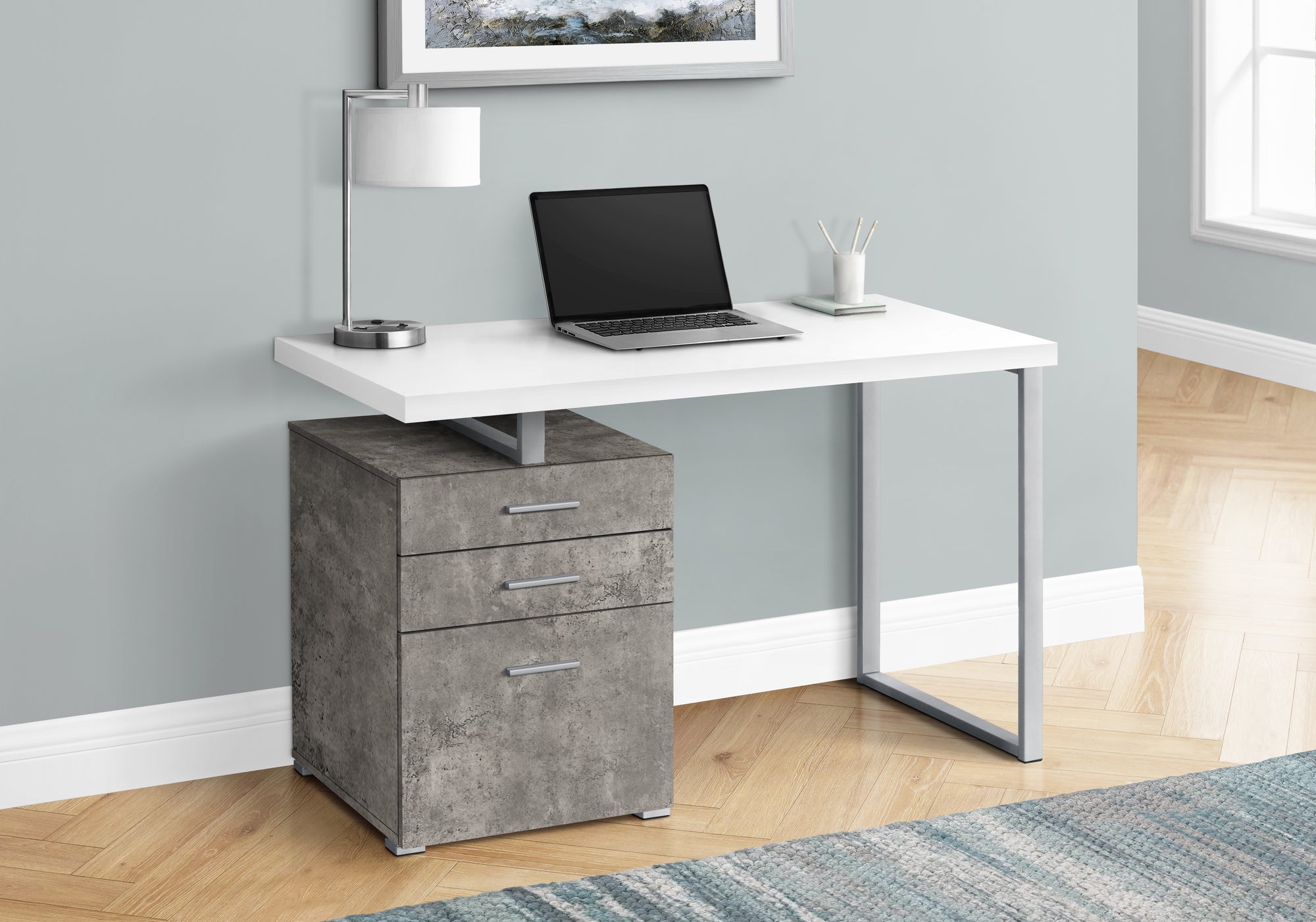 Computer Desk - 48"L / Brown Reclaimed Wood / Black Metal-Office Cabinet-DECOROLALA