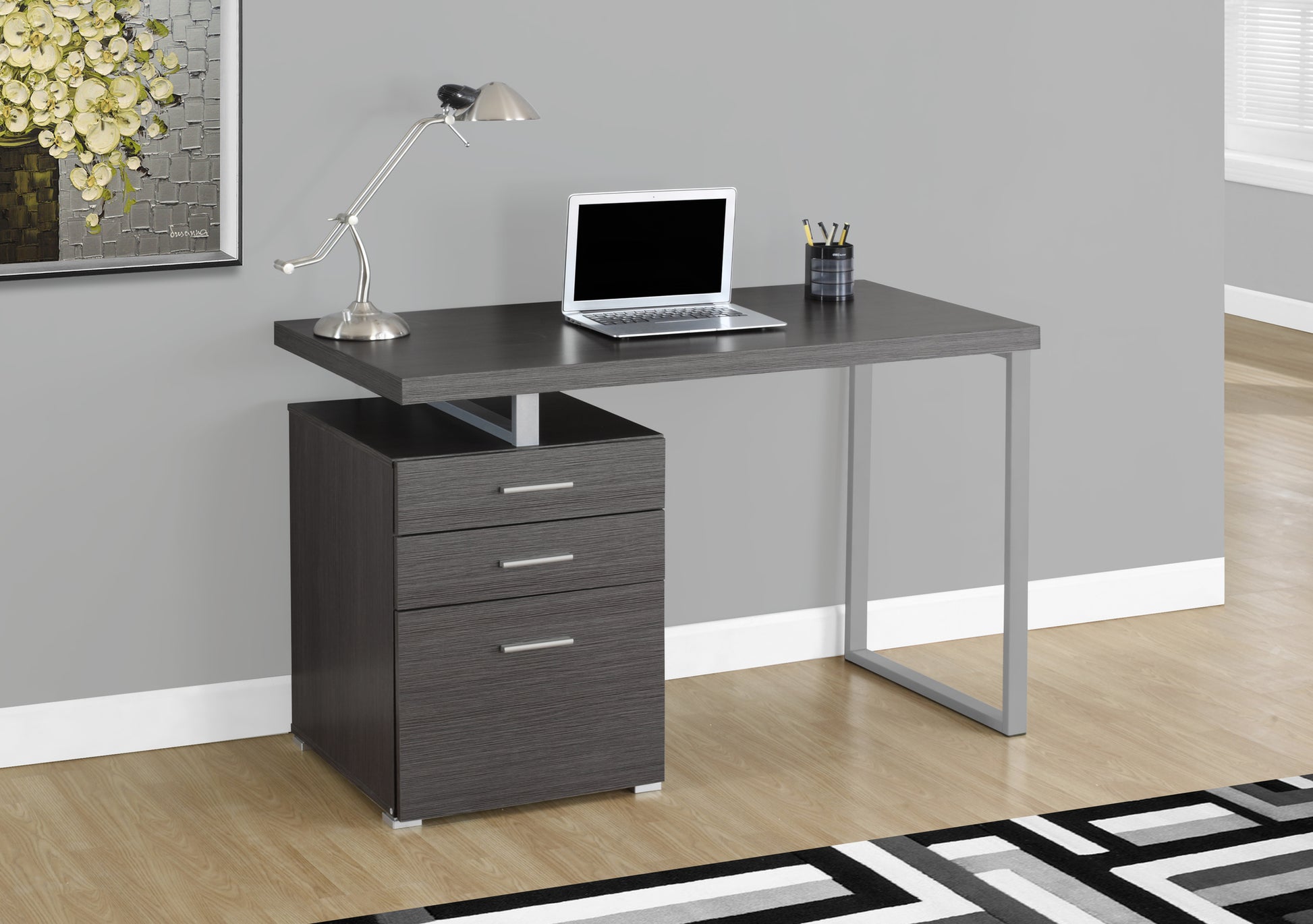 Computer Desk - 48"L / Brown Reclaimed Wood / Black Metal-Office Cabinet-DECOROLALA