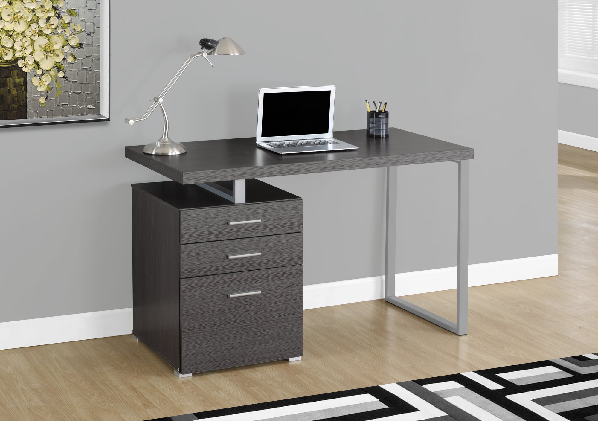 Computer Desk - 48"L / Brown Reclaimed Wood / Black Metal-Office Cabinet-DECOROLALA