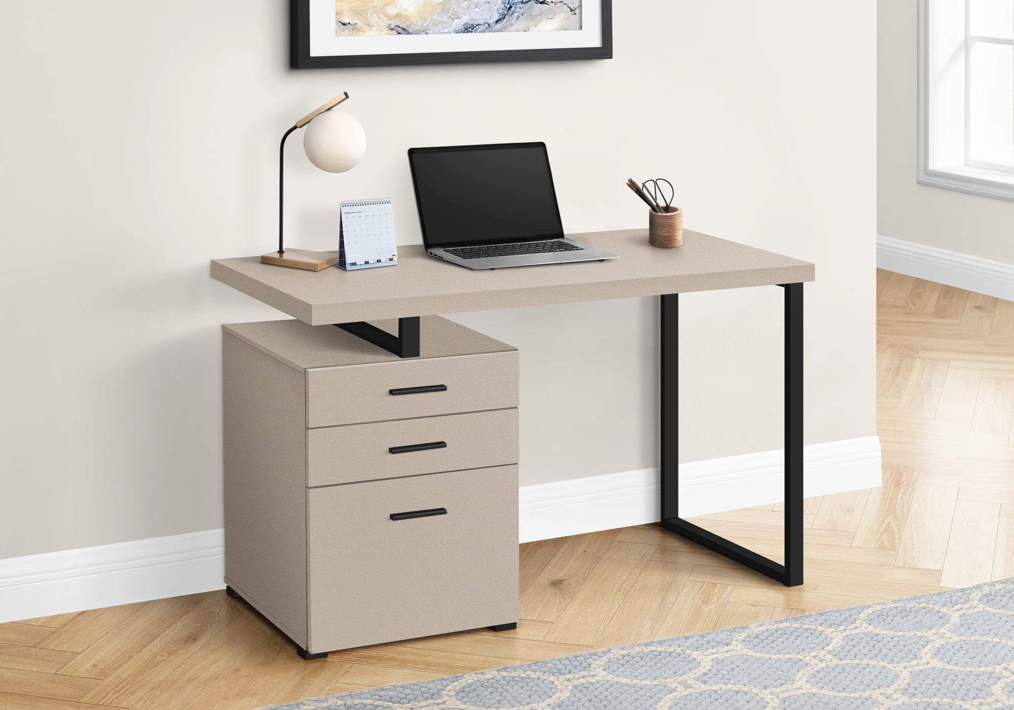 Computer Desk - 48"L / Brown Reclaimed Wood / Black Metal-Office Cabinet-DECOROLALA