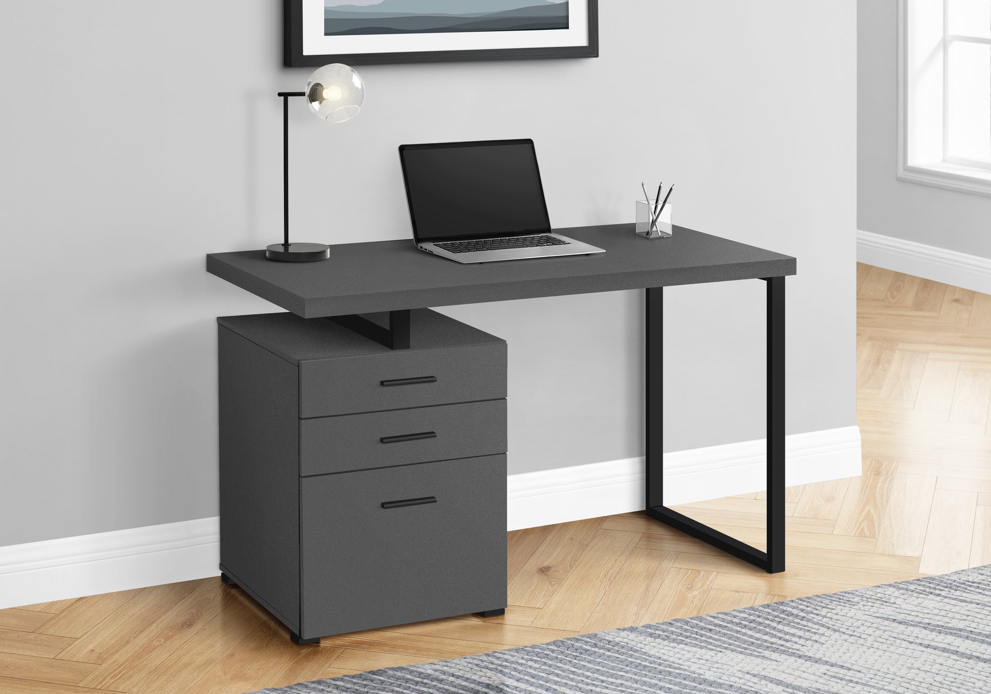Computer Desk - 48"L / Brown Reclaimed Wood / Black Metal-Office Cabinet-DECOROLALA