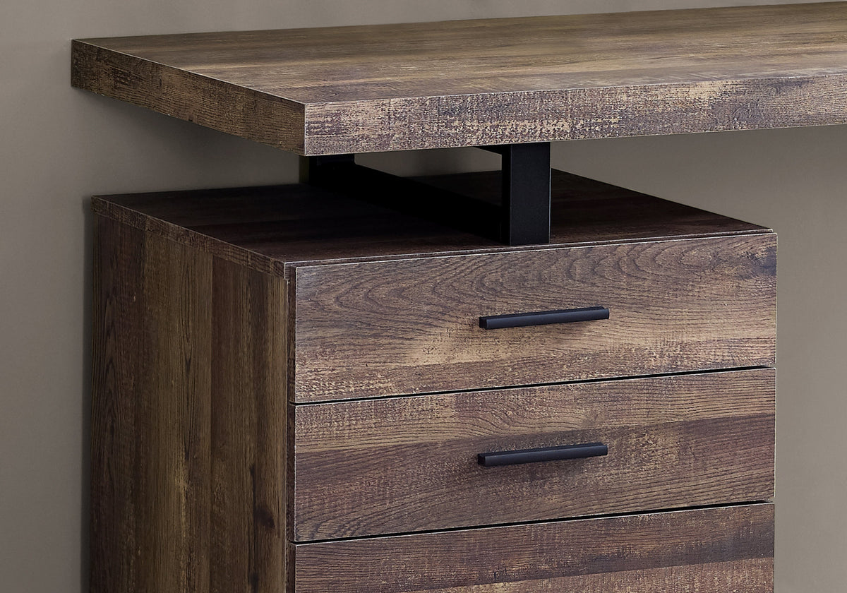Computer Desk 48"L Brown Reclaimed Wood Black Metal-Office Storage Cabinets-DECOROLALA