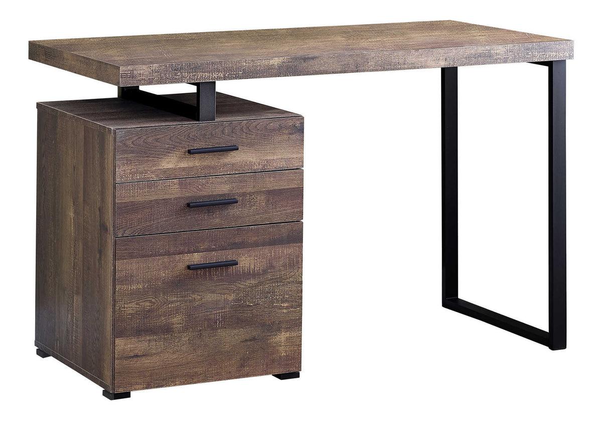 Computer Desk 48"L Brown Reclaimed Wood Black Metal-Office Storage Cabinets-DECOROLALA