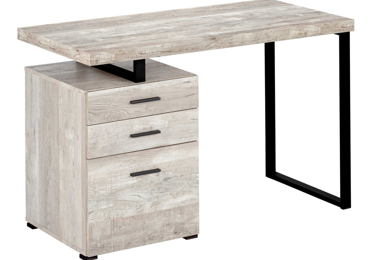 Computer Desk 48"L Brown Reclaimed Wood Black Metal-Office Storage Cabinets-DECOROLALA