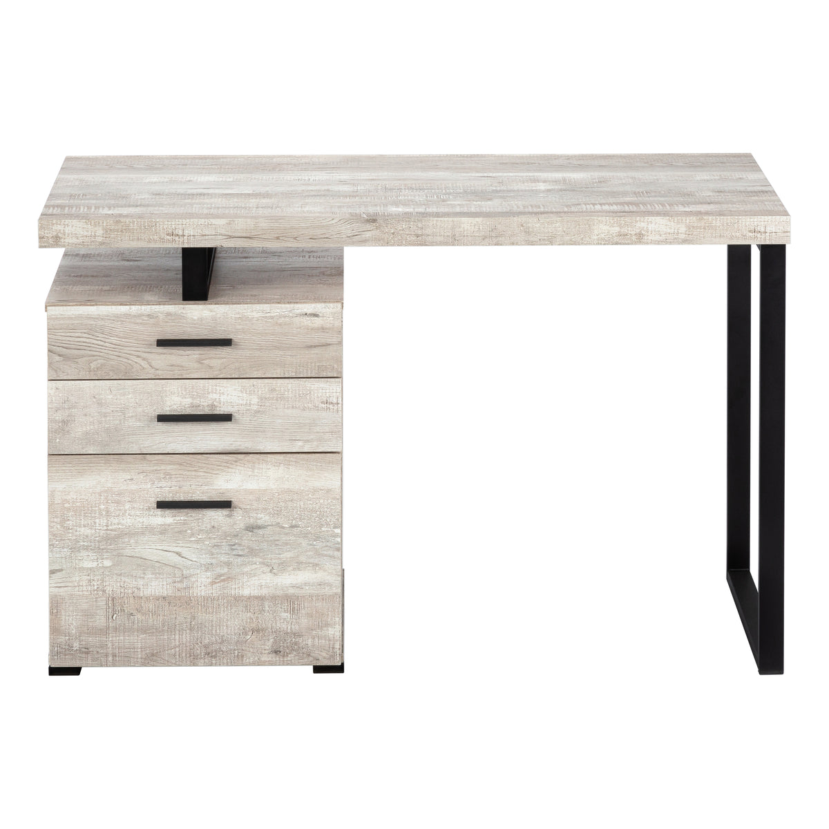 Computer Desk 48"L Brown Reclaimed Wood Black Metal-Office Storage Cabinets-DECOROLALA