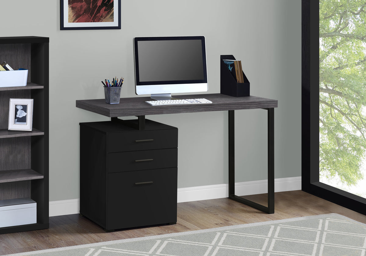 Computer Desk 48"L Brown Reclaimed Wood Black Metal-Office Storage Cabinets-DECOROLALA