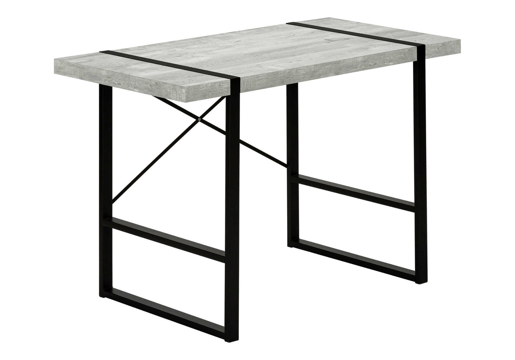 Computer Desk - 48"L / Dark Taupe / Black Metal-Computer Desk-DECOROLALA