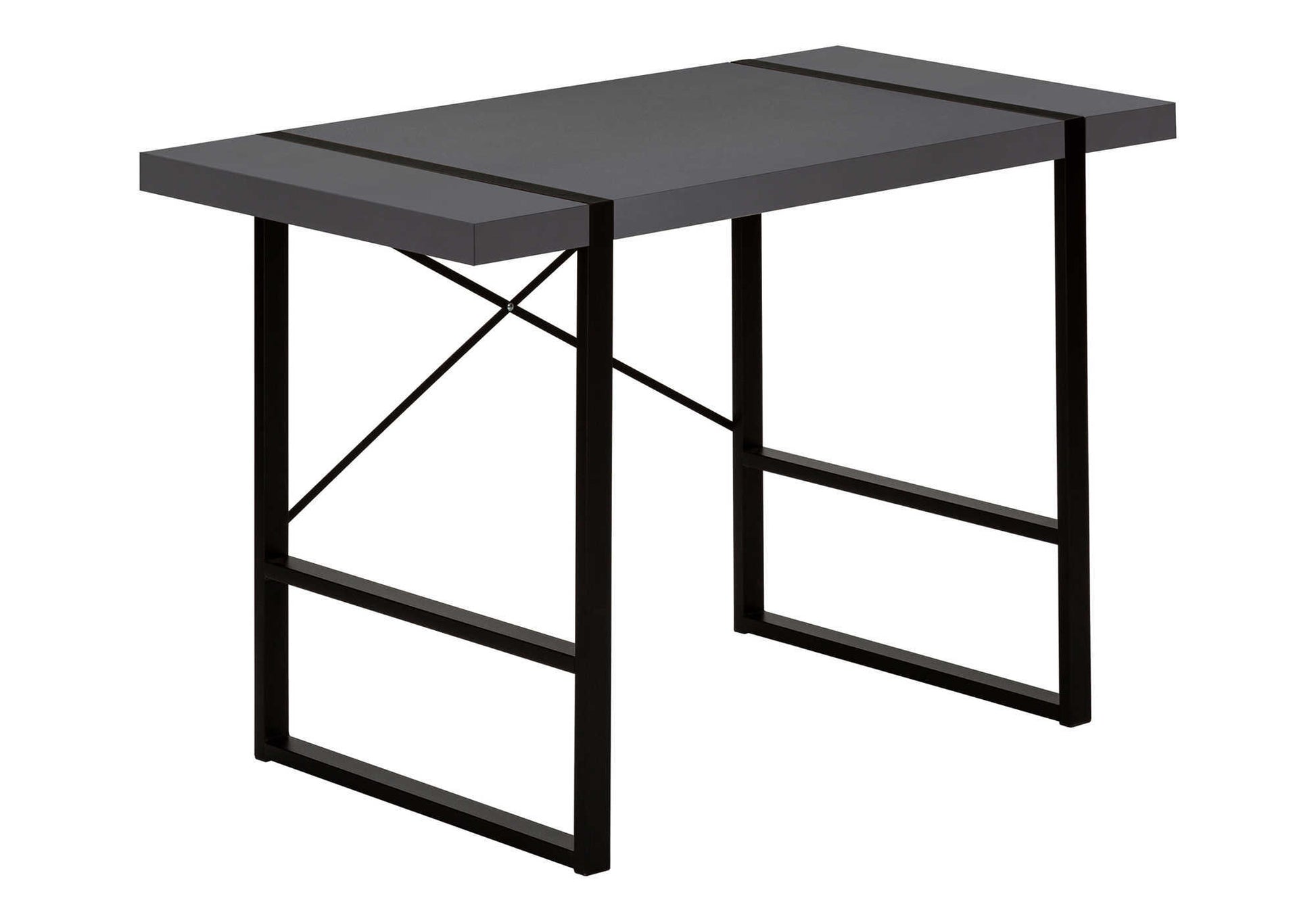 Computer Desk - 48"L / Dark Taupe / Black Metal-Computer Desk-DECOROLALA