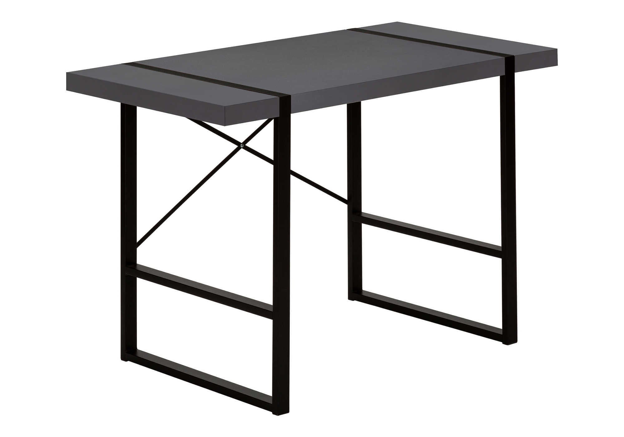 Computer Desk - 48"L / Dark Taupe / Black Metal-Computer Desk-DECOROLALA