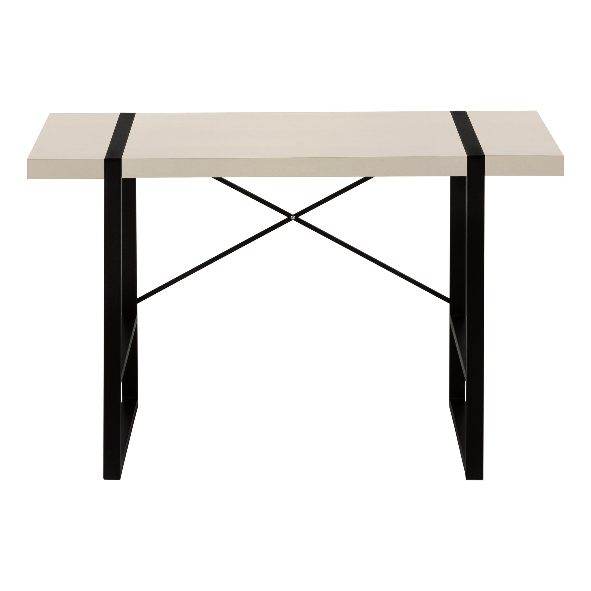 Computer Desk - 48"L / Dark Taupe / Black Metal-Computer Desk-DECOROLALA