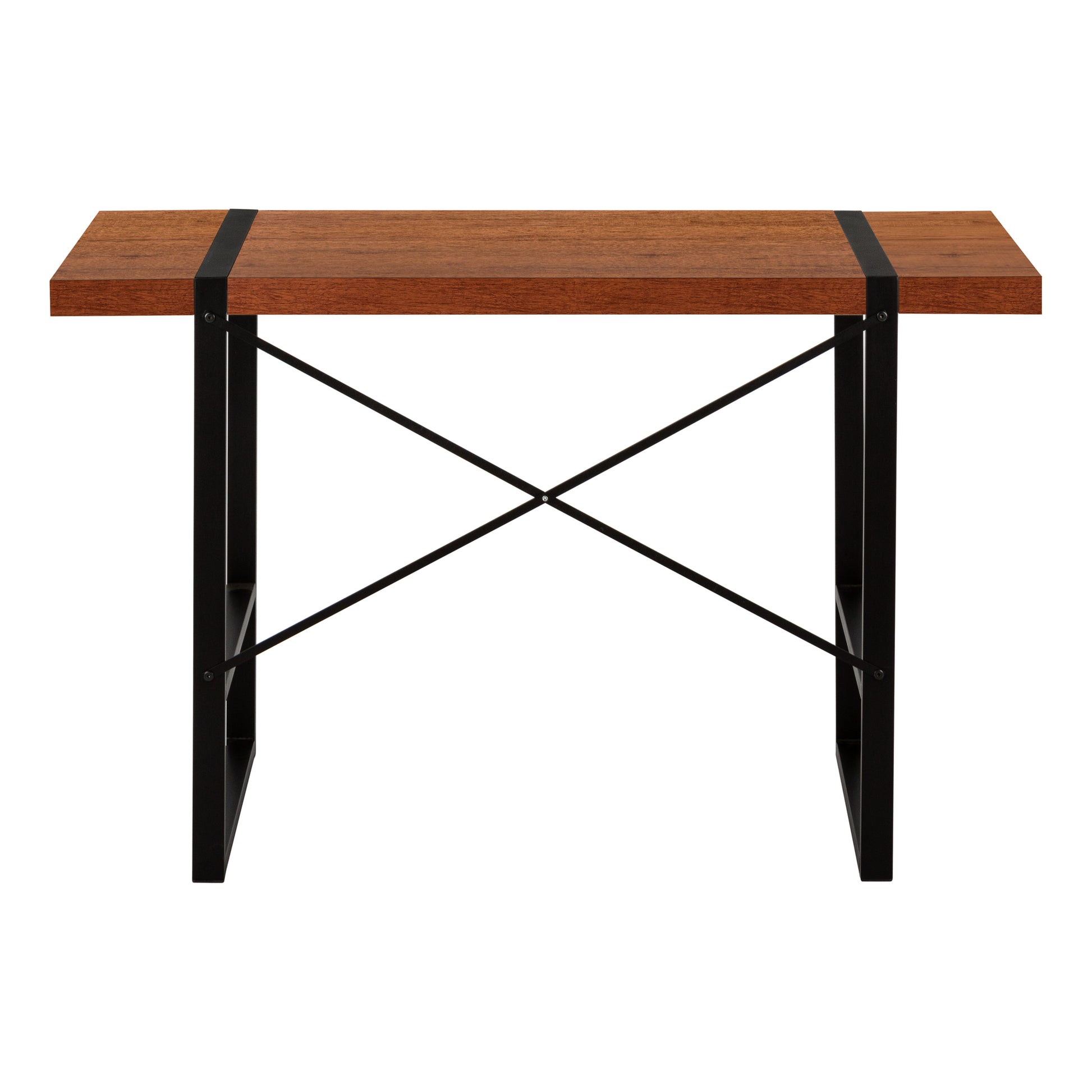 Computer Desk - 48"L / Dark Taupe / Black Metal-Computer Desk-DECOROLALA