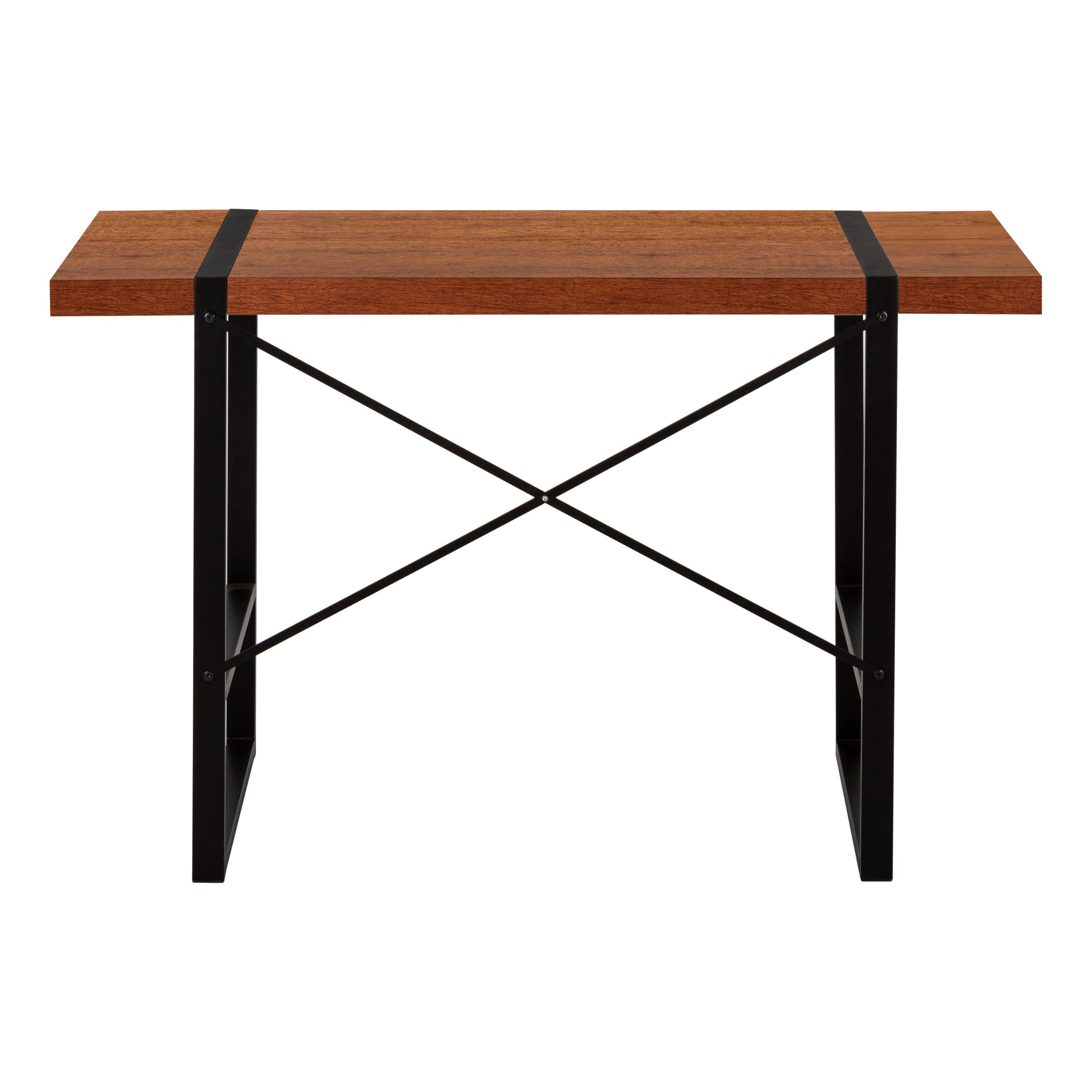 Computer Desk - 48"L / Dark Taupe / Black Metal-Computer Desk-DECOROLALA