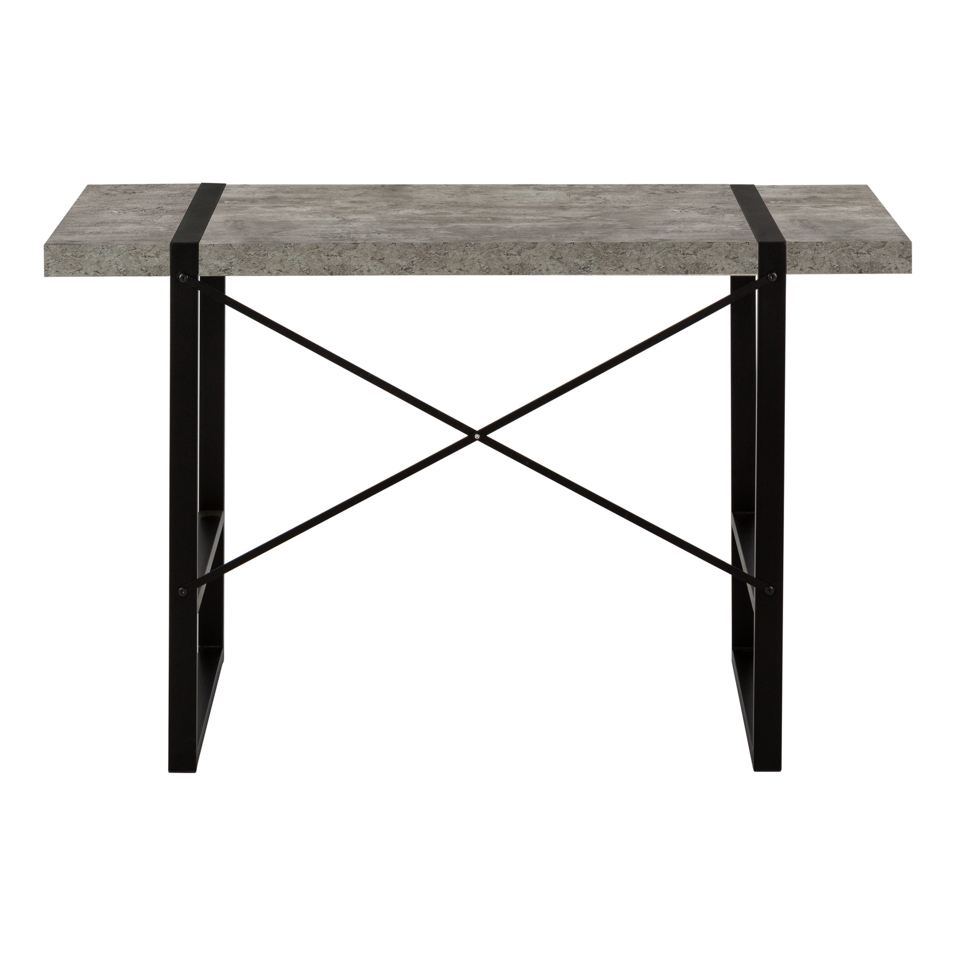 Computer Desk - 48"L / Dark Taupe / Black Metal-Computer Desk-DECOROLALA