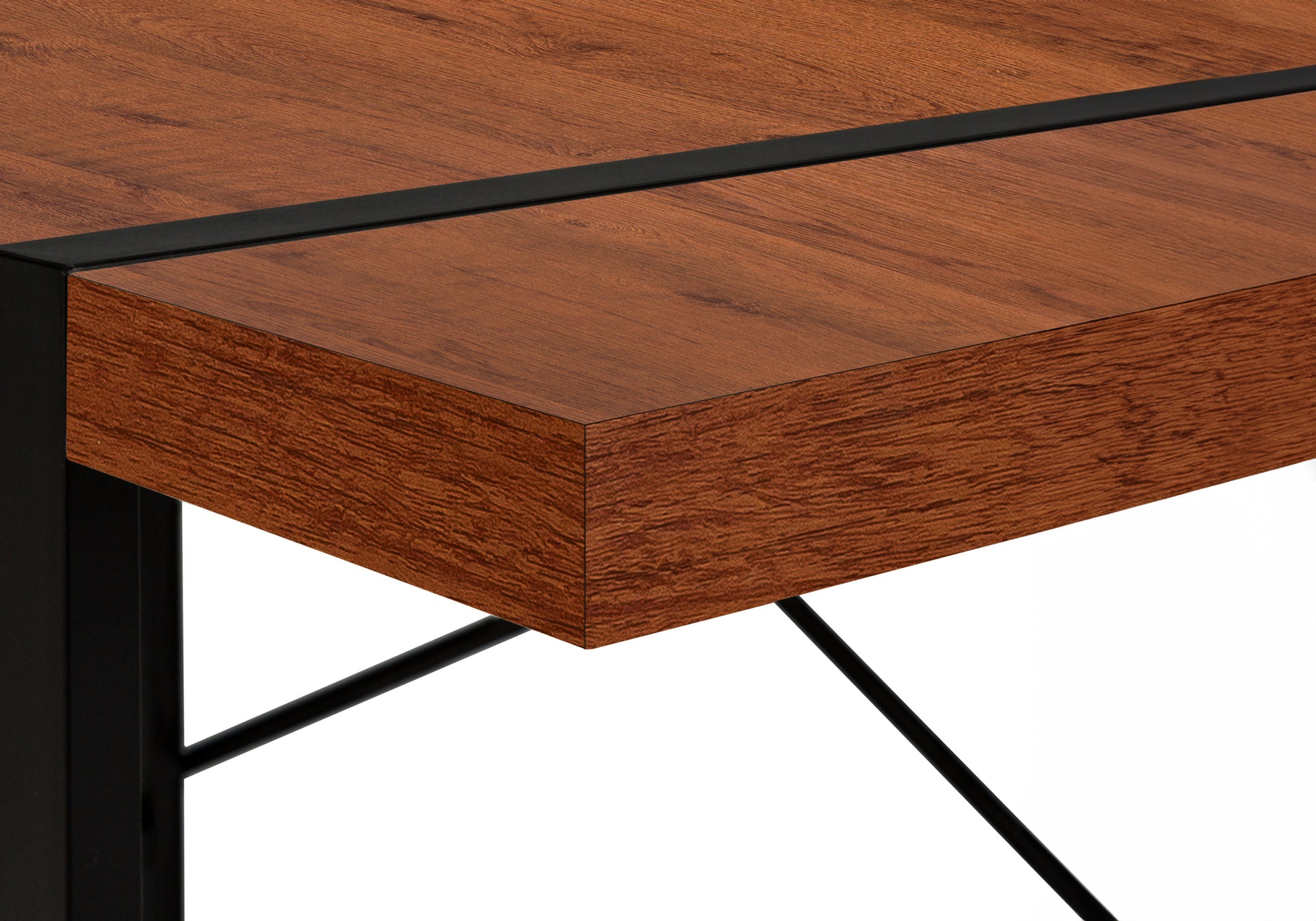 Computer Desk - 48"L / Dark Taupe / Black Metal-Computer Desk-DECOROLALA