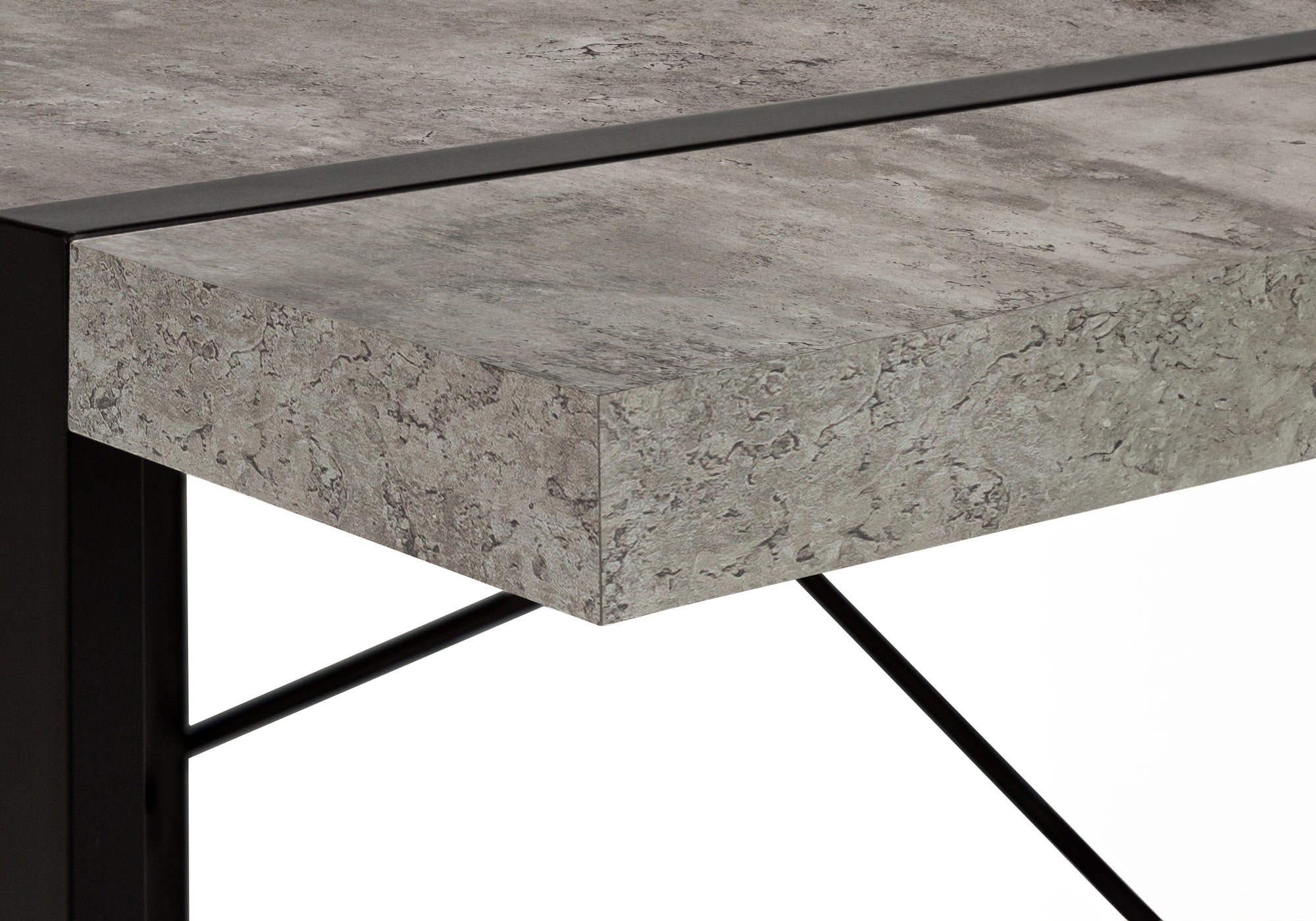 Computer Desk - 48"L / Dark Taupe / Black Metal-Computer Desk-DECOROLALA