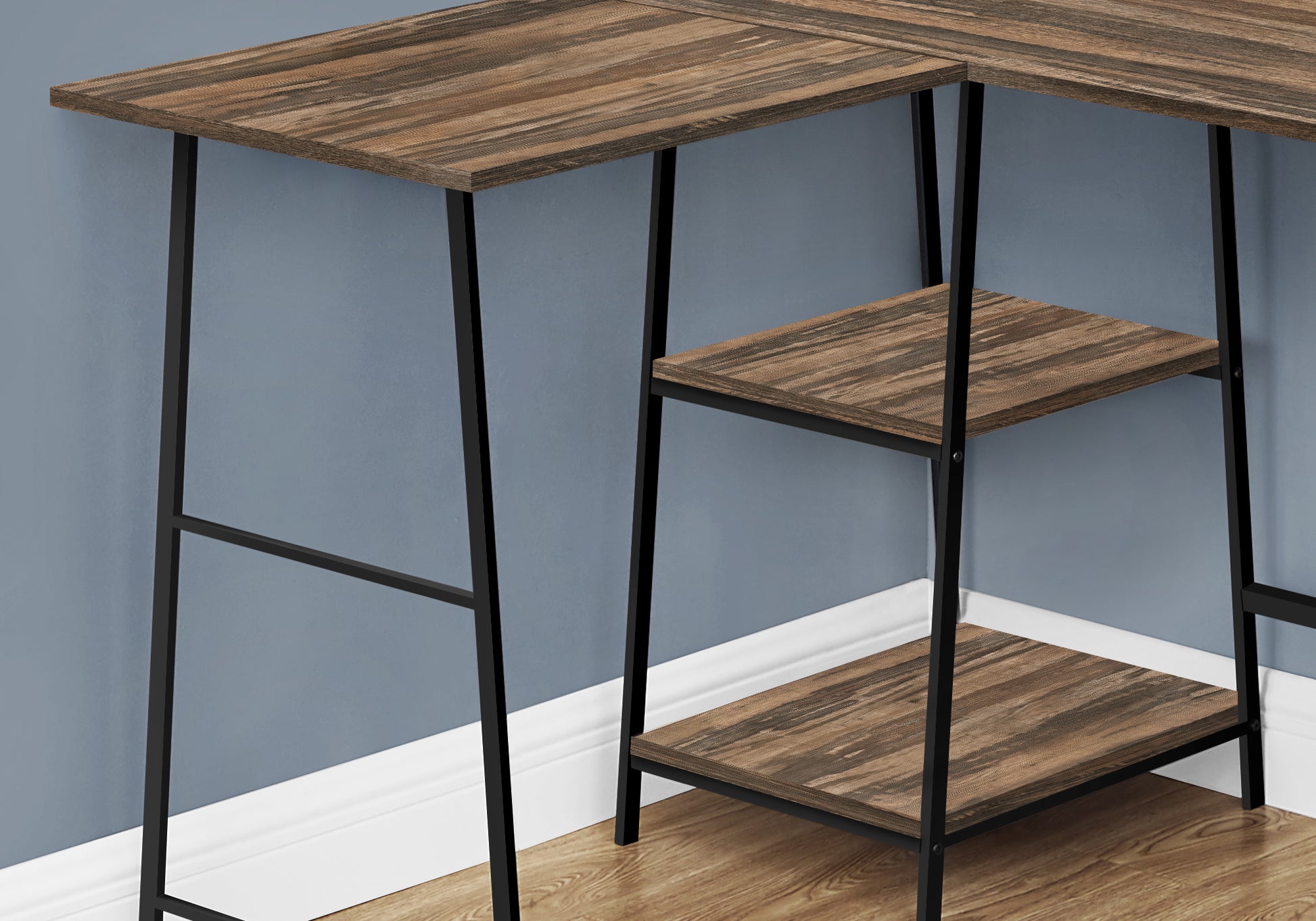 Computer Desk 48"L Espresso L-Shaped Corner with Shelves-Computer Desk-DECOROLALA