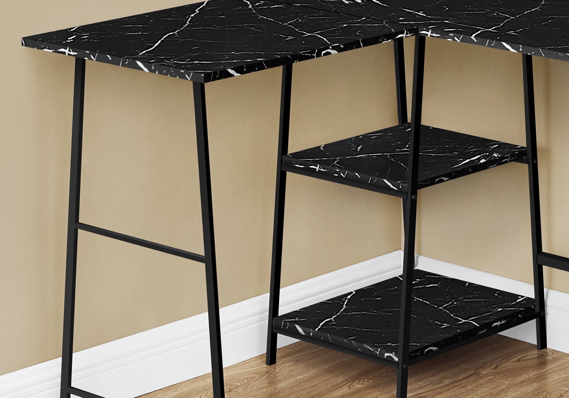 Computer Desk 48"L Espresso L-Shaped Corner with Shelves-Computer Desk-DECOROLALA