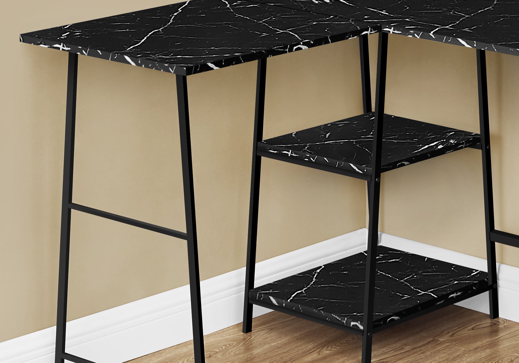 Computer Desk 48"L Espresso L-Shaped Corner with Shelves-Computer Desk-DECOROLALA