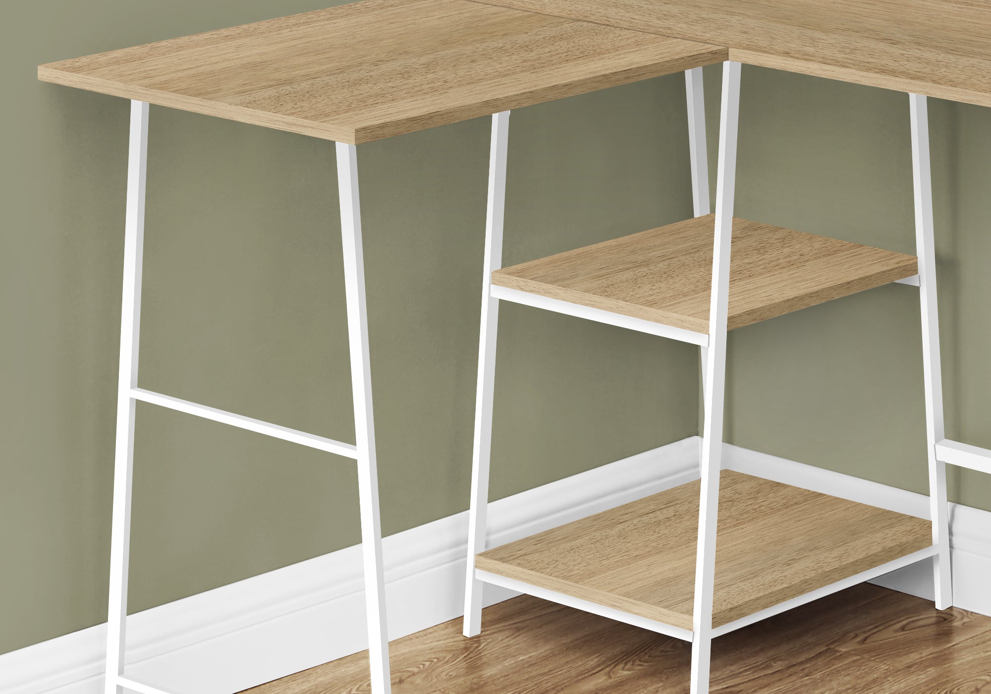Computer Desk 48"L Espresso L-Shaped Corner with Shelves-Computer Desk-DECOROLALA