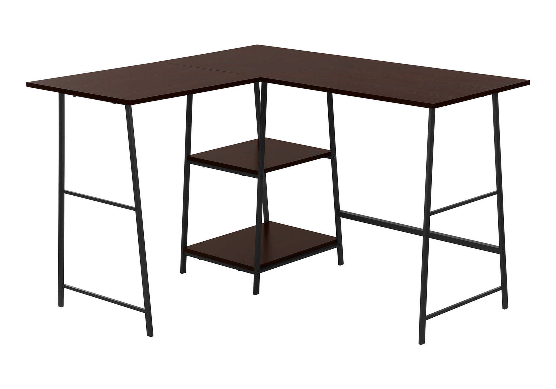 Computer Desk 48"L Espresso L-Shaped Corner with Shelves-Computer Desk-DECOROLALA