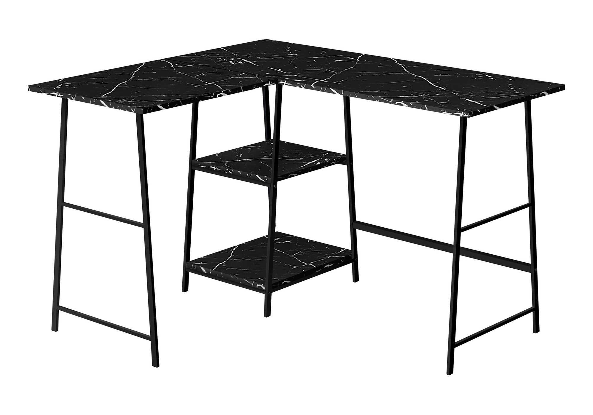 Computer Desk 48"L Espresso L-Shaped Corner with Shelves-Computer Desk-DECOROLALA