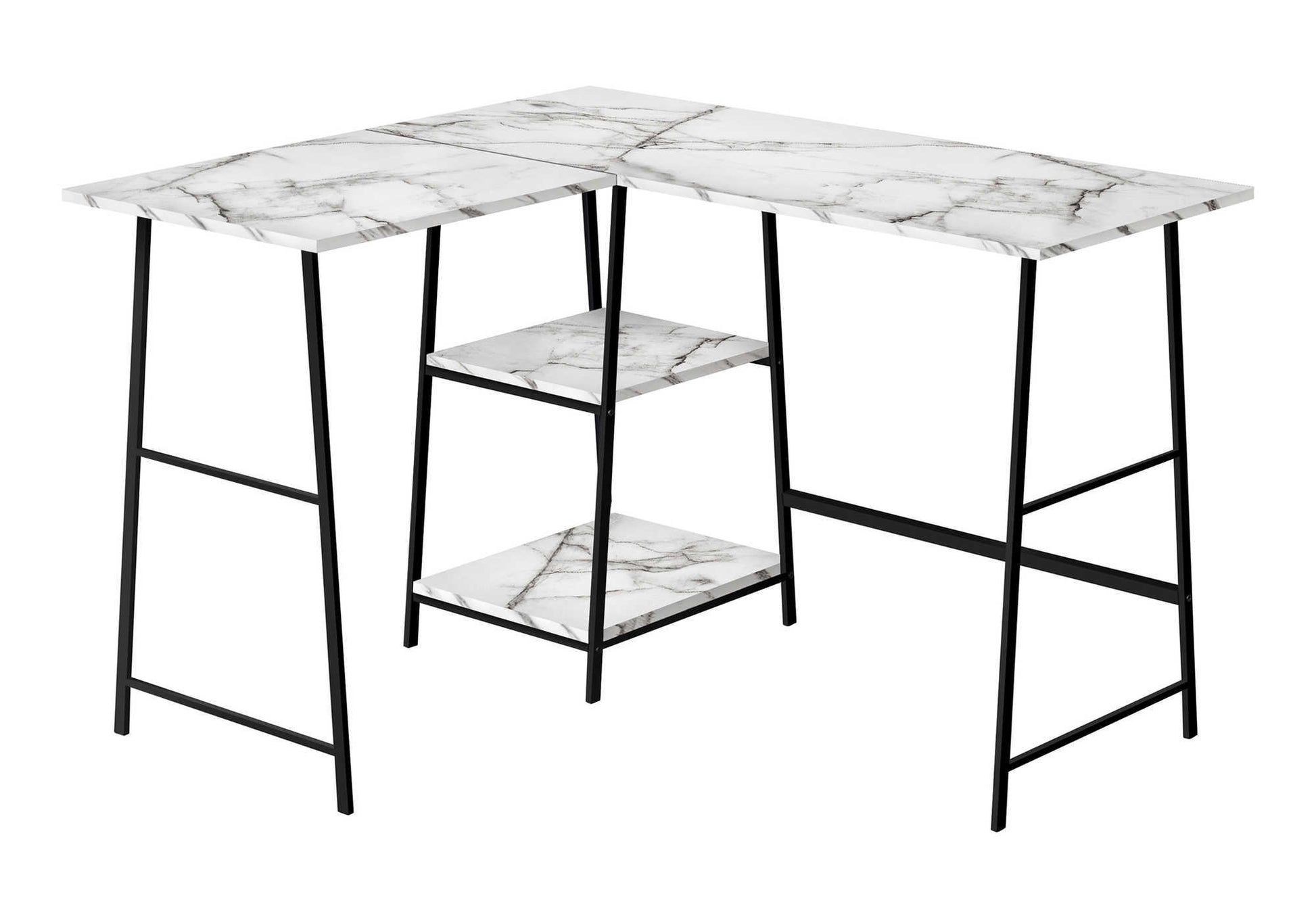 Computer Desk 48"L Espresso L-Shaped Corner with Shelves-Computer Desk-DECOROLALA