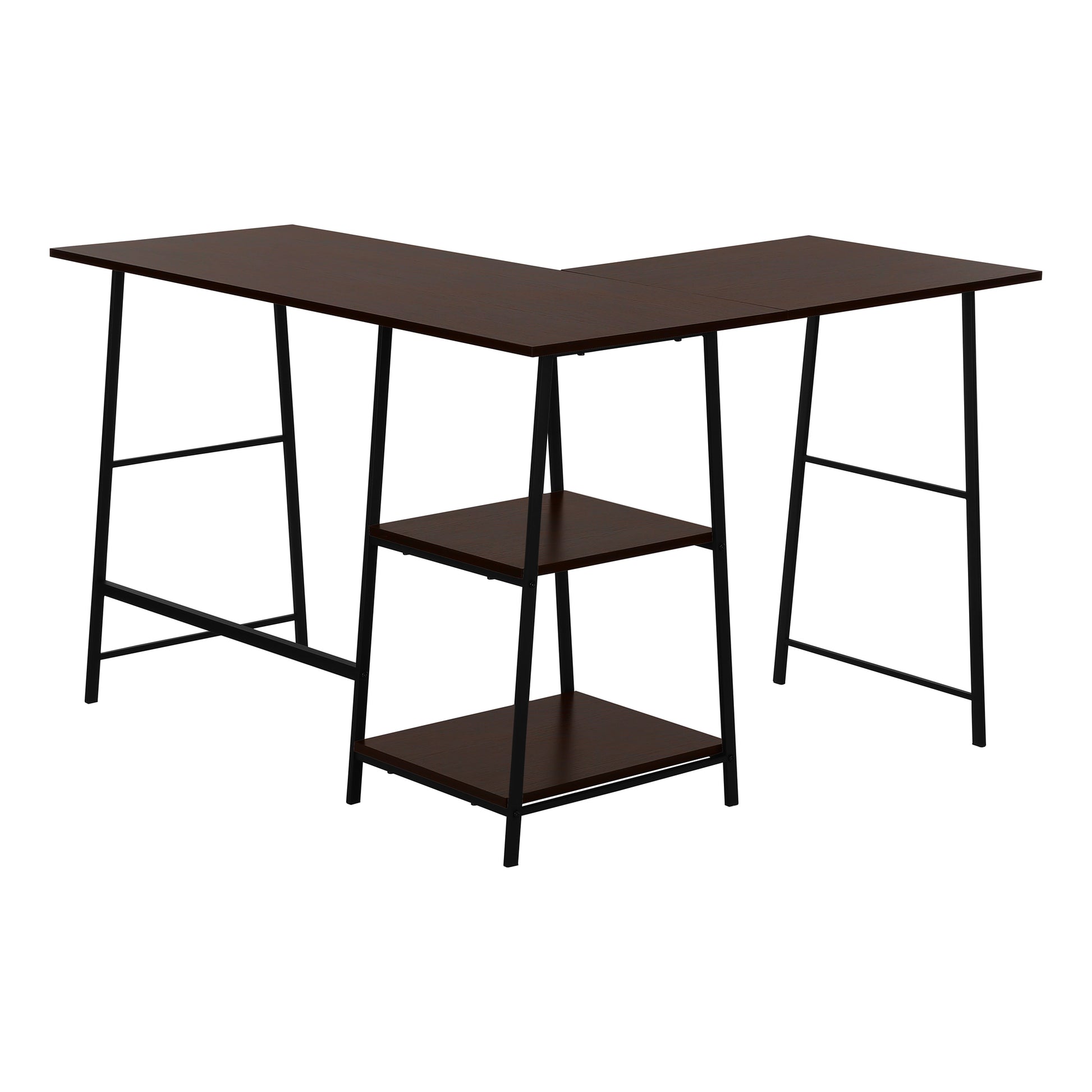 Computer Desk 48"L Espresso L-Shaped Corner with Shelves-Computer Desk-DECOROLALA