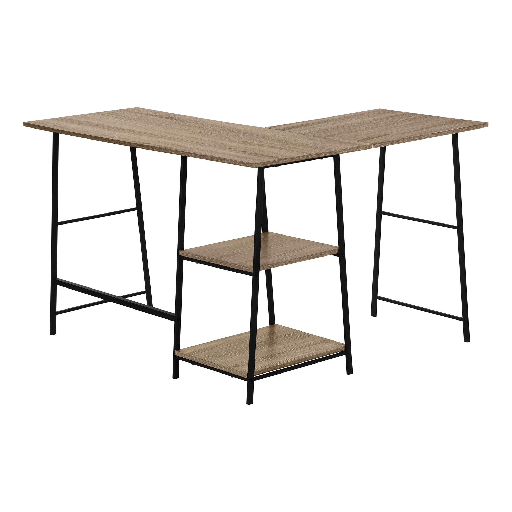 Computer Desk 48"L Espresso L-Shaped Corner with Shelves-Computer Desk-DECOROLALA