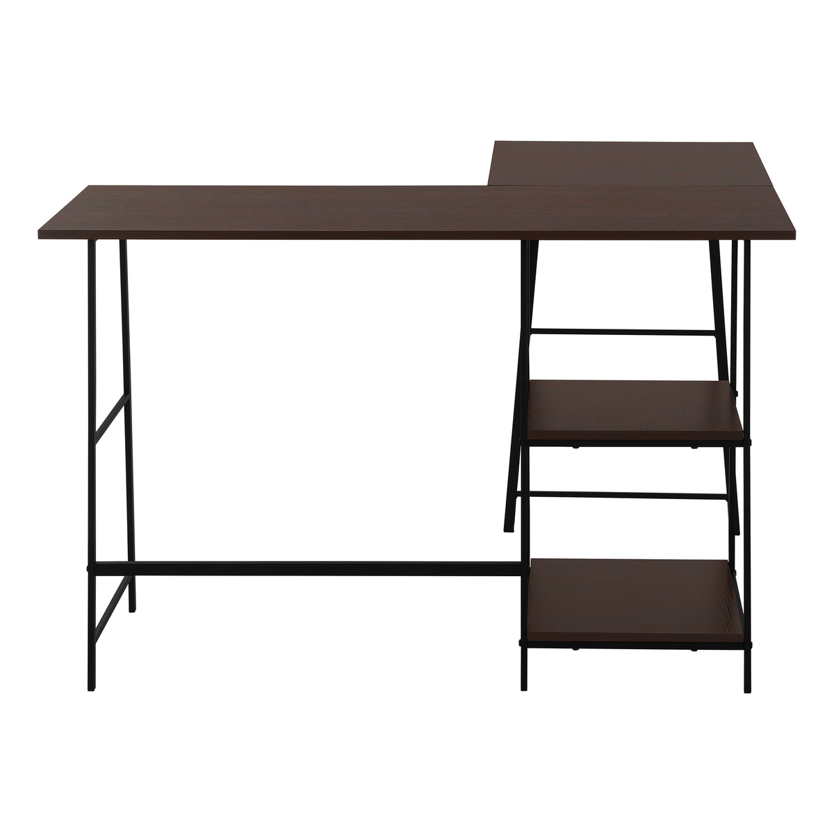 Computer Desk 48"L Espresso L-Shaped Corner with Shelves-Computer Desks-DECOROLALA