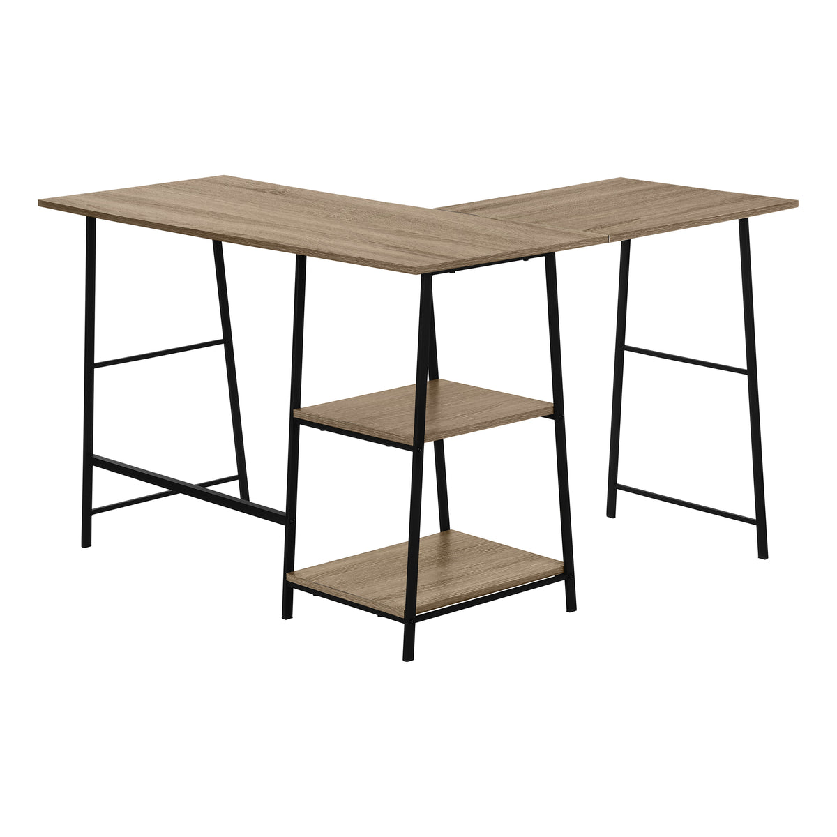 Computer Desk 48"L Espresso L-Shaped Corner with Shelves-Computer Desks-DECOROLALA