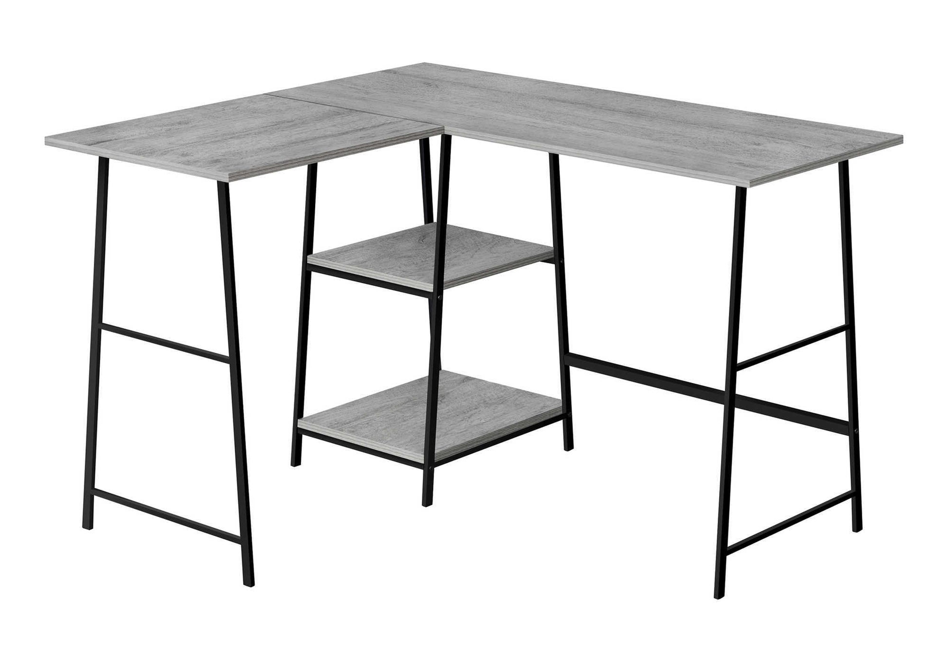 Computer Desk - 48"L / Espresso Top / Black Metal Corner-Computer Desk-DECOROLALA