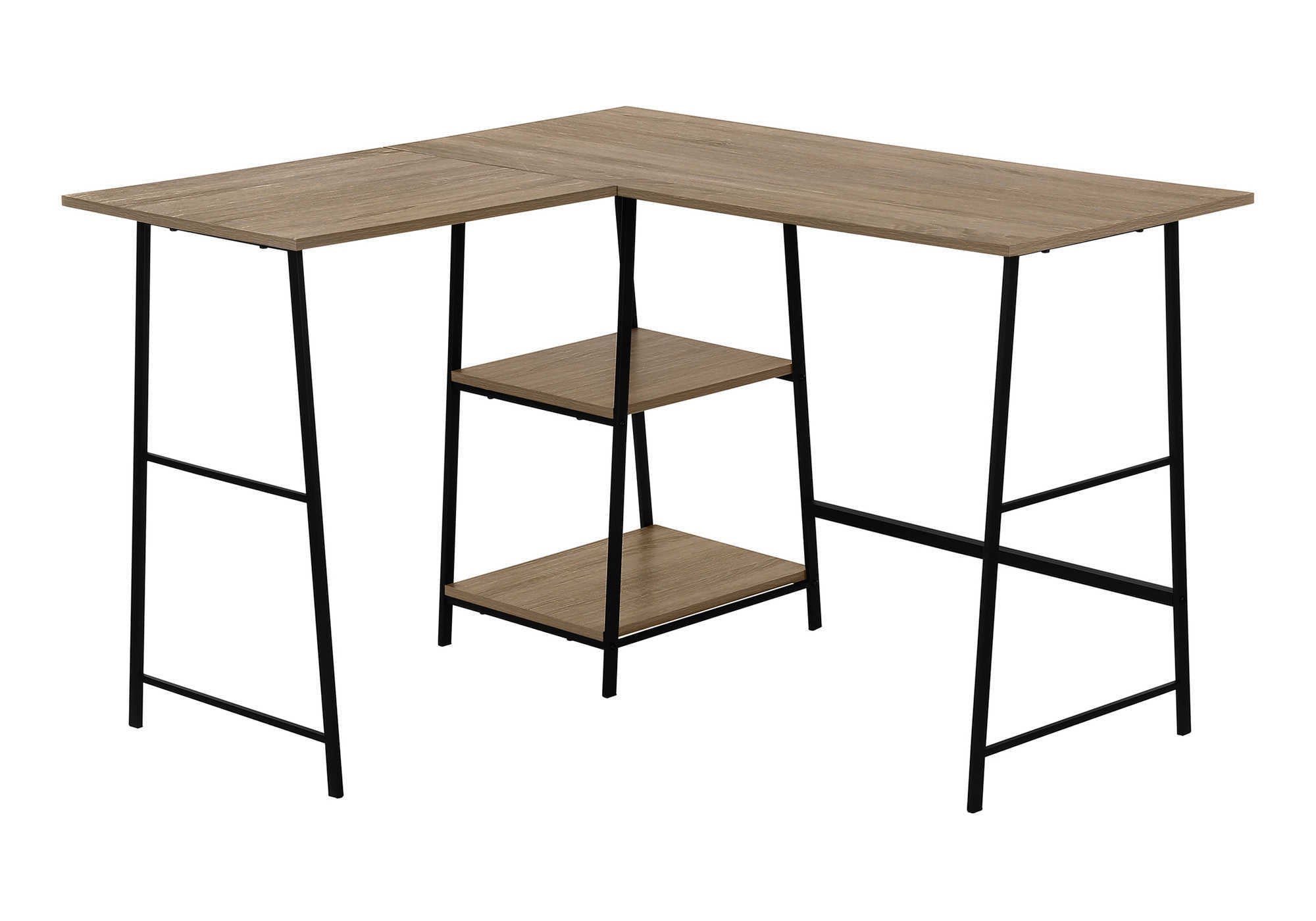 Computer Desk - 48"L / Espresso Top / Black Metal Corner-Computer Desk-DECOROLALA