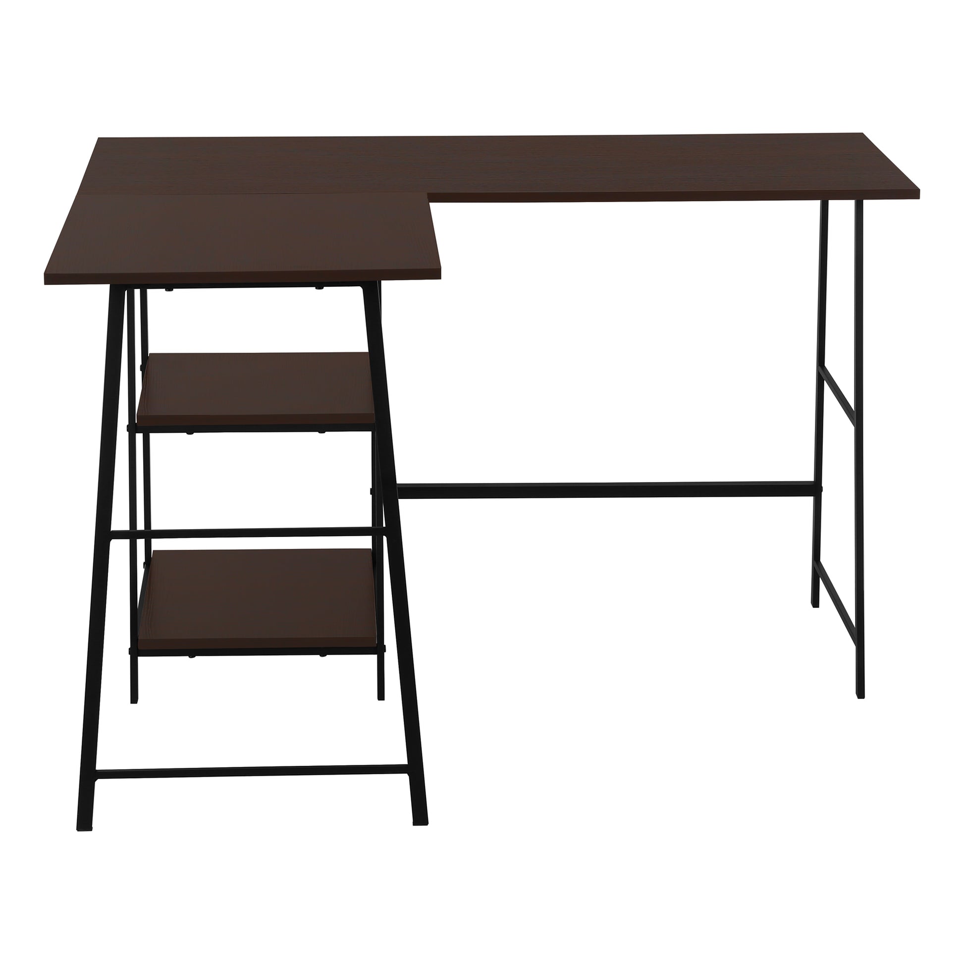 Computer Desk - 48"L / Espresso Top / Black Metal Corner-Computer Desk-DECOROLALA