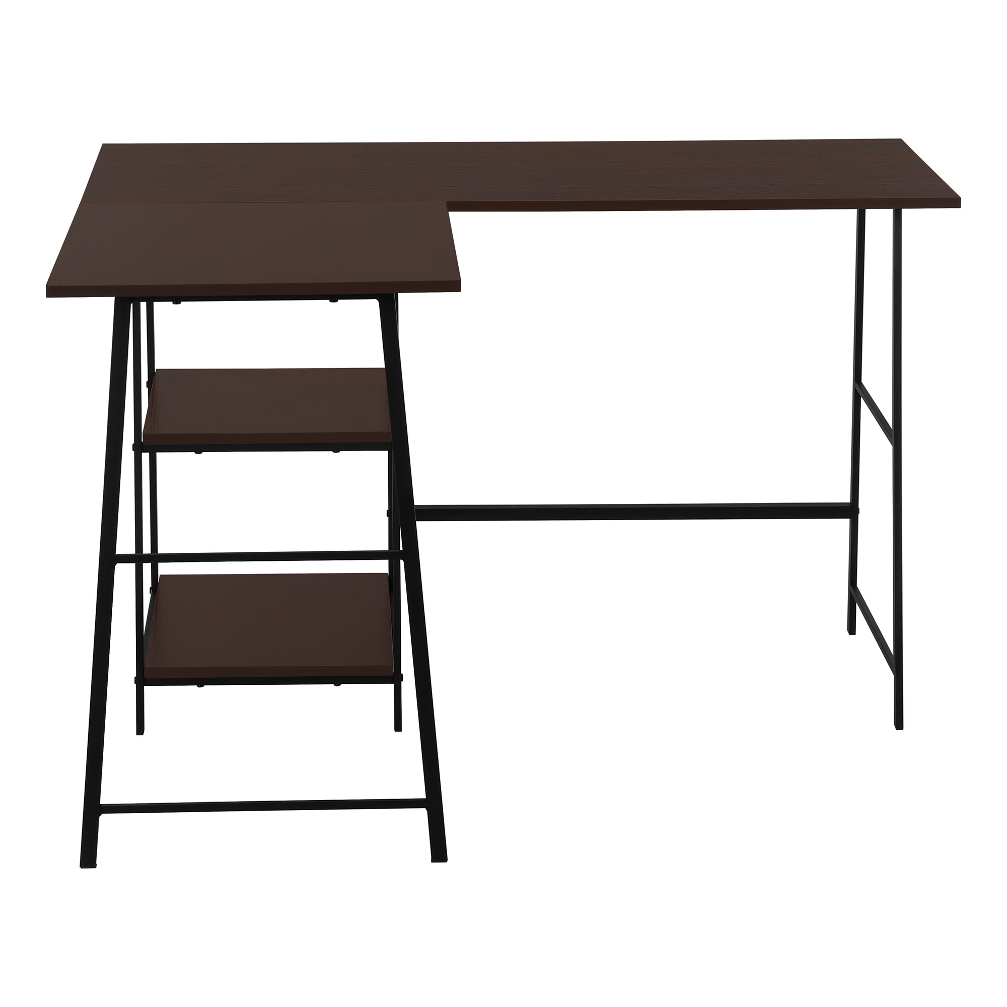Computer Desk - 48"L / Espresso Top / Black Metal Corner-Computer Desk-DECOROLALA