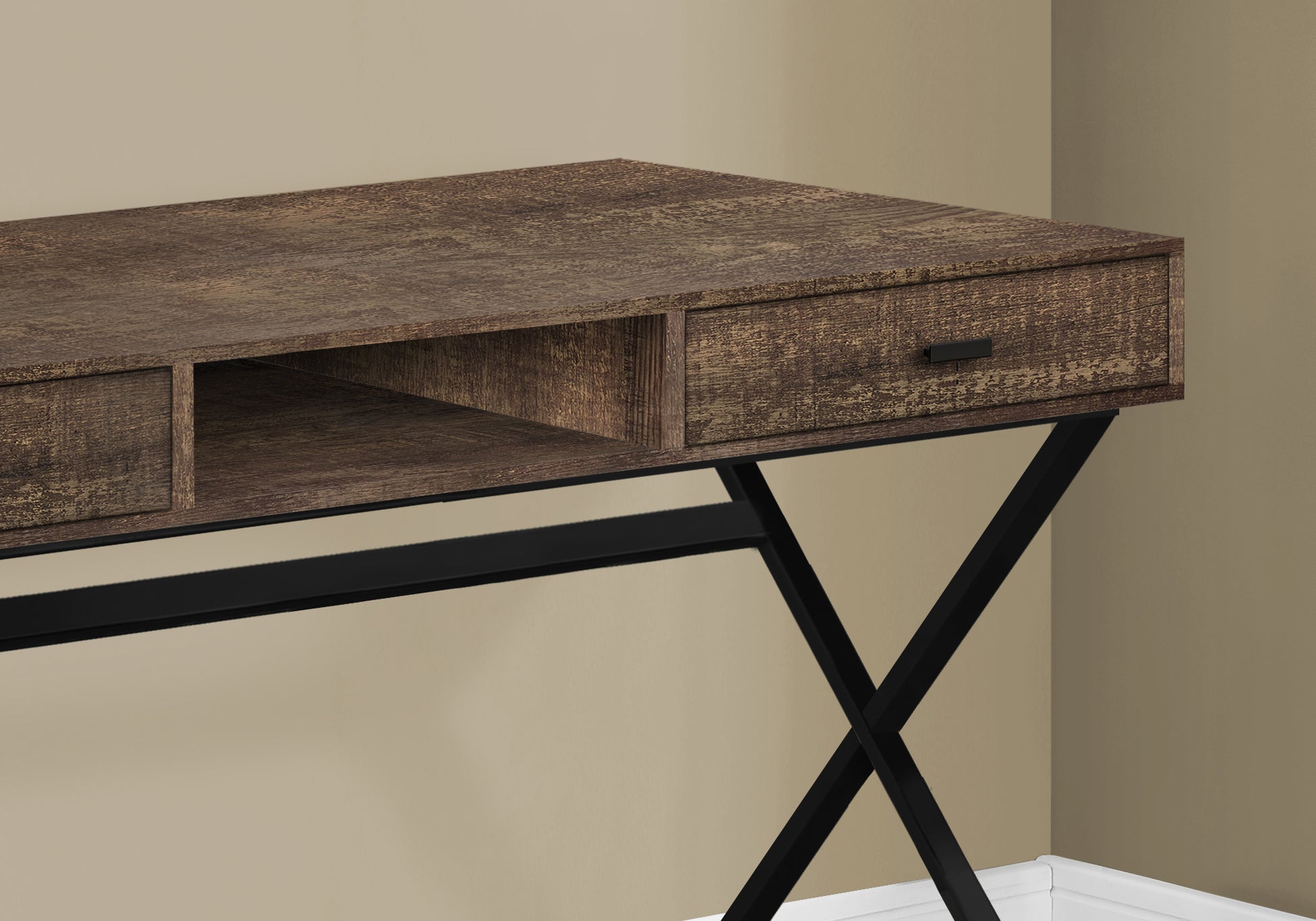 Computer Desk 48"L Espresso with Gold Metal Base-Computer Desk-DECOROLALA