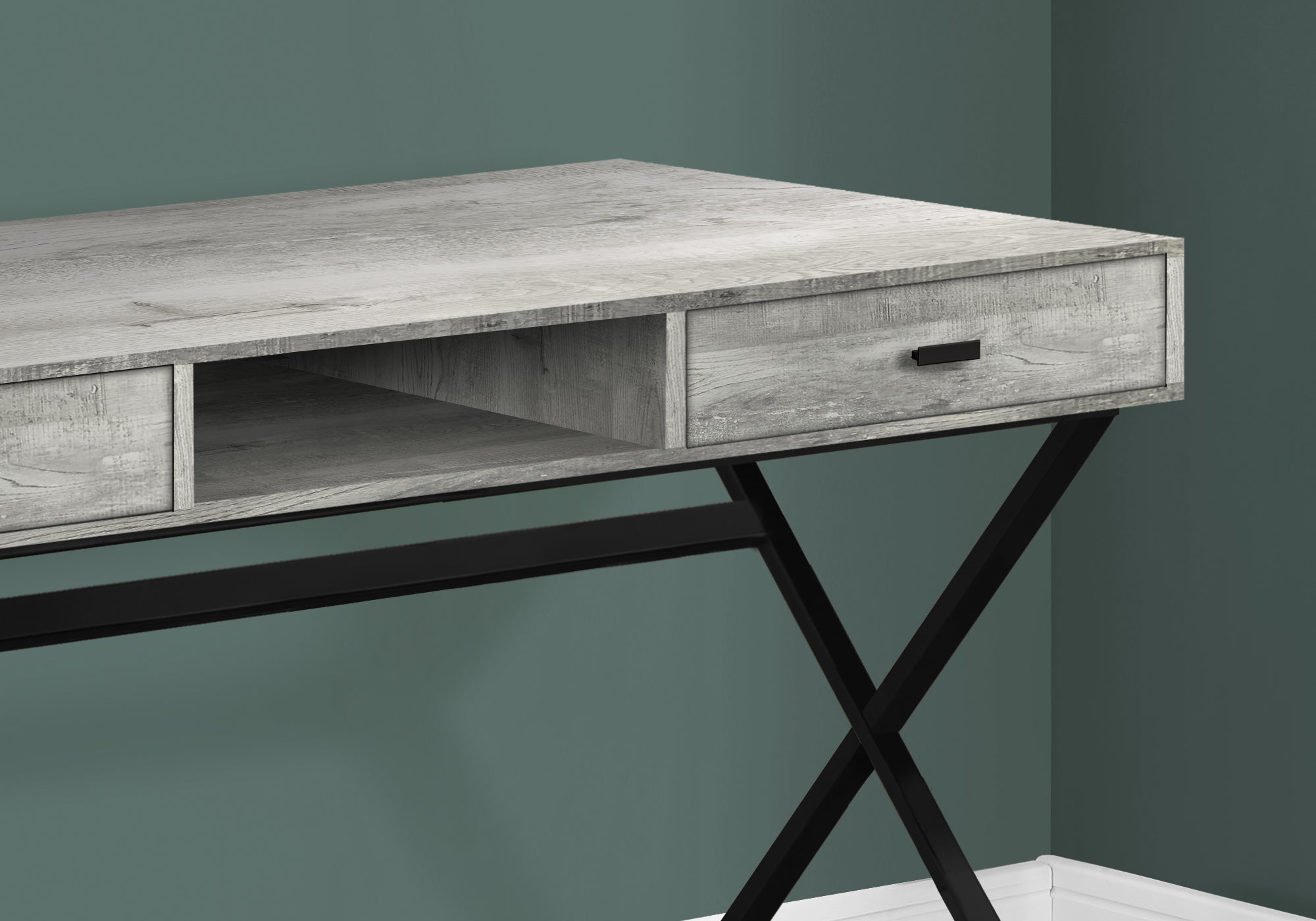 Computer Desk 48"L Espresso with Gold Metal Base-Computer Desk-DECOROLALA