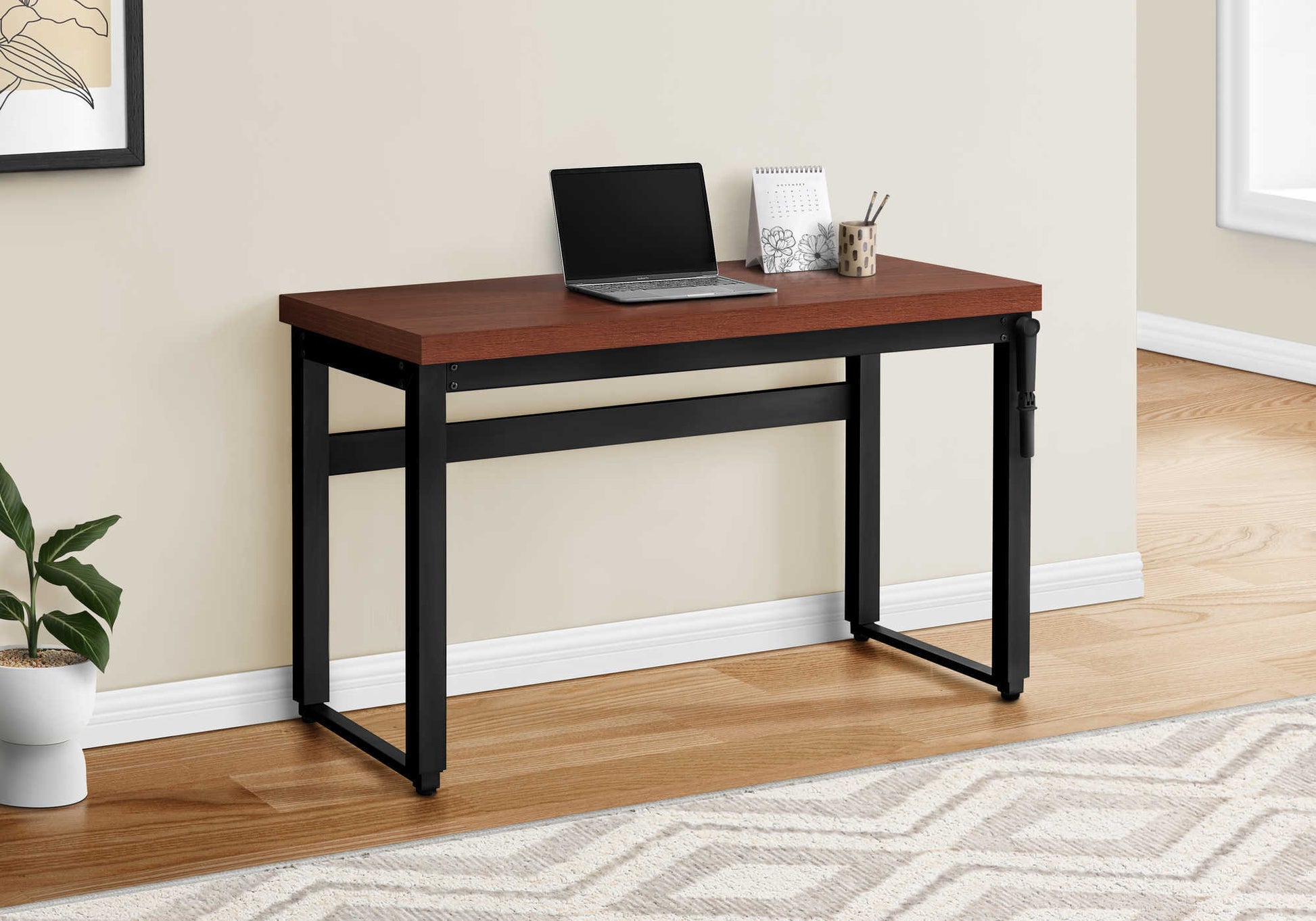 Computer Desk 48"L Height Adjustable Walnut-Computer Desk-DECOROLALA