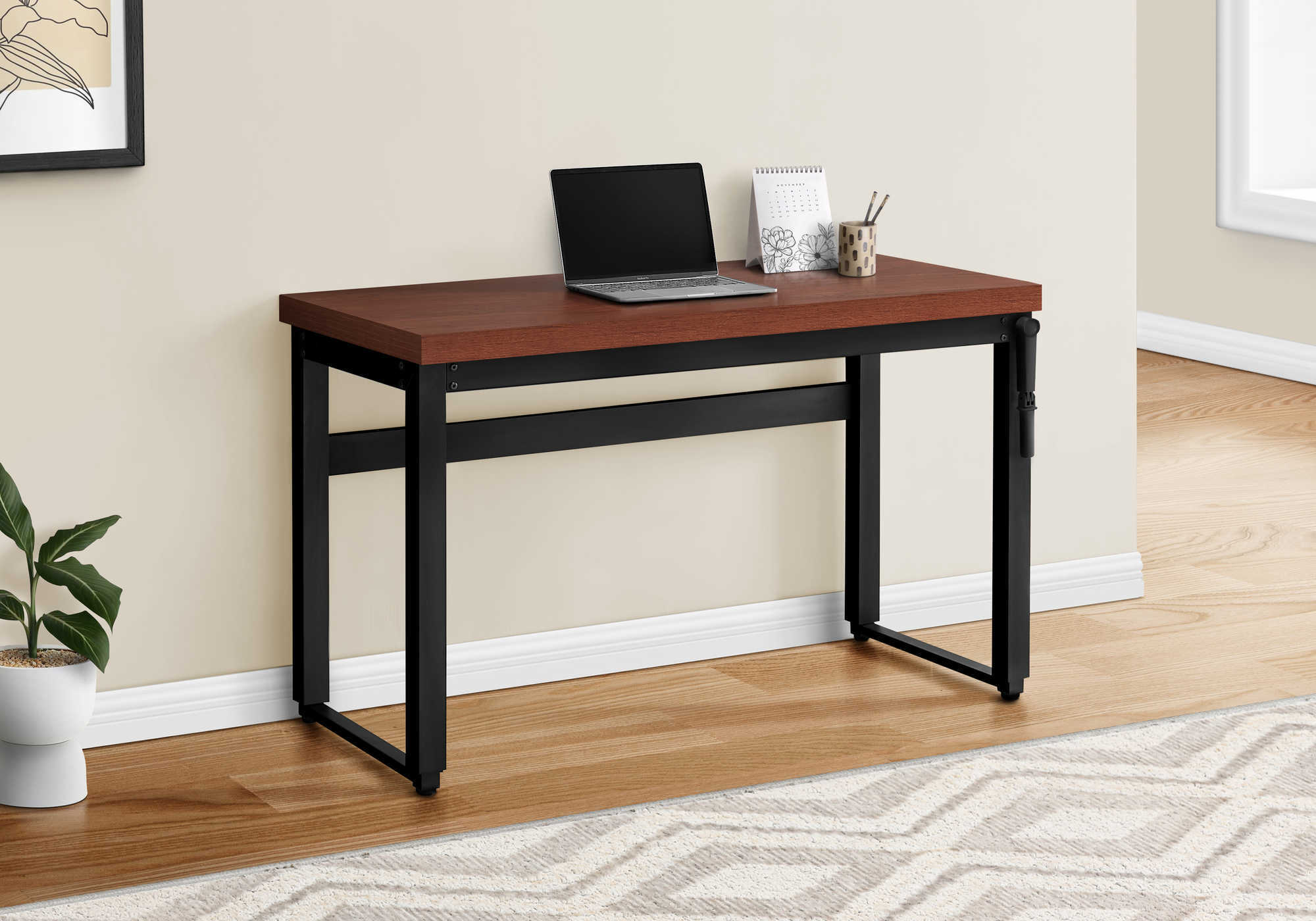 Computer Desk 48"L Height Adjustable Walnut-Computer Desk-DECOROLALA
