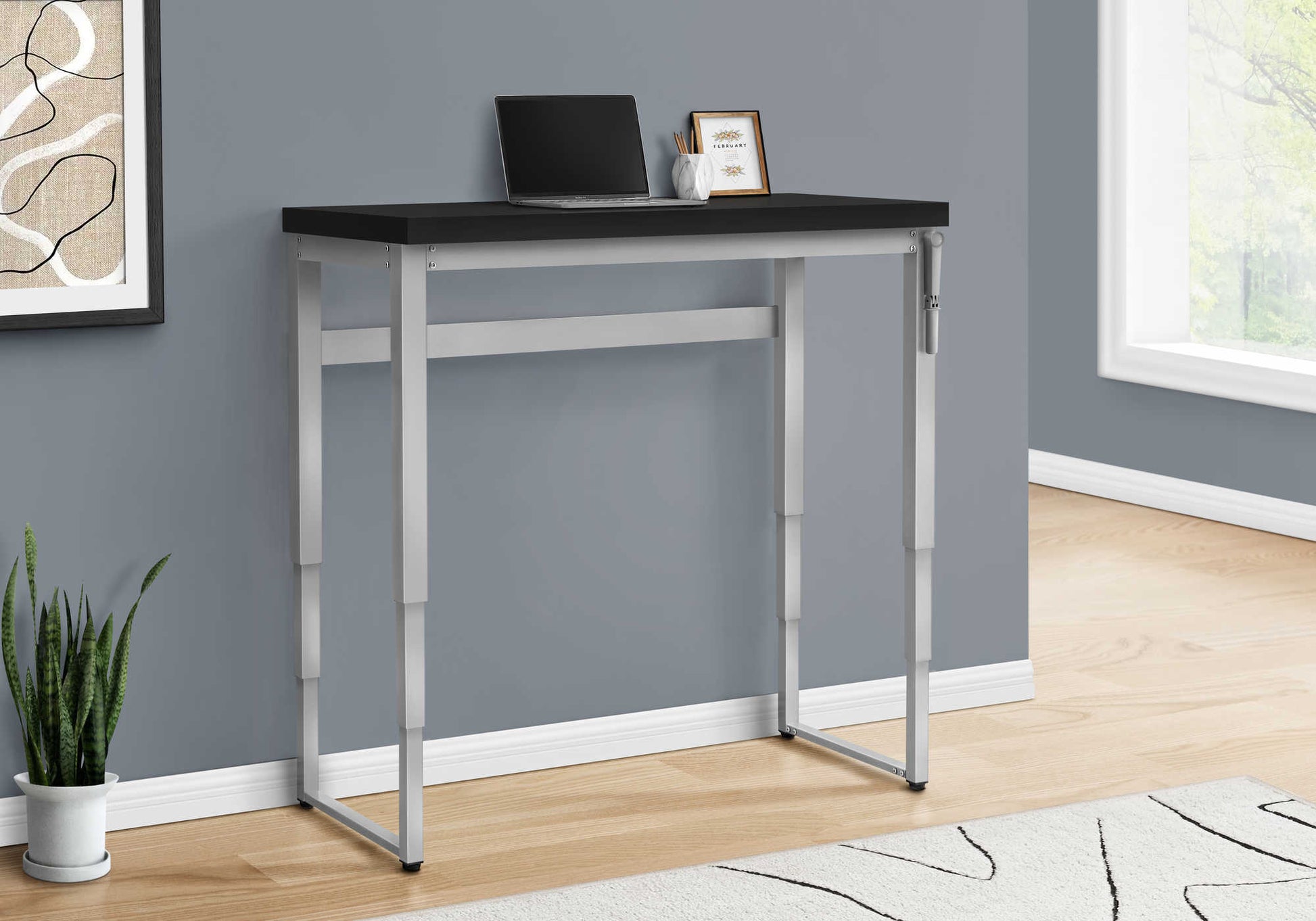 Computer Desk 48"L Height Adjustable Walnut-Computer Desk-DECOROLALA