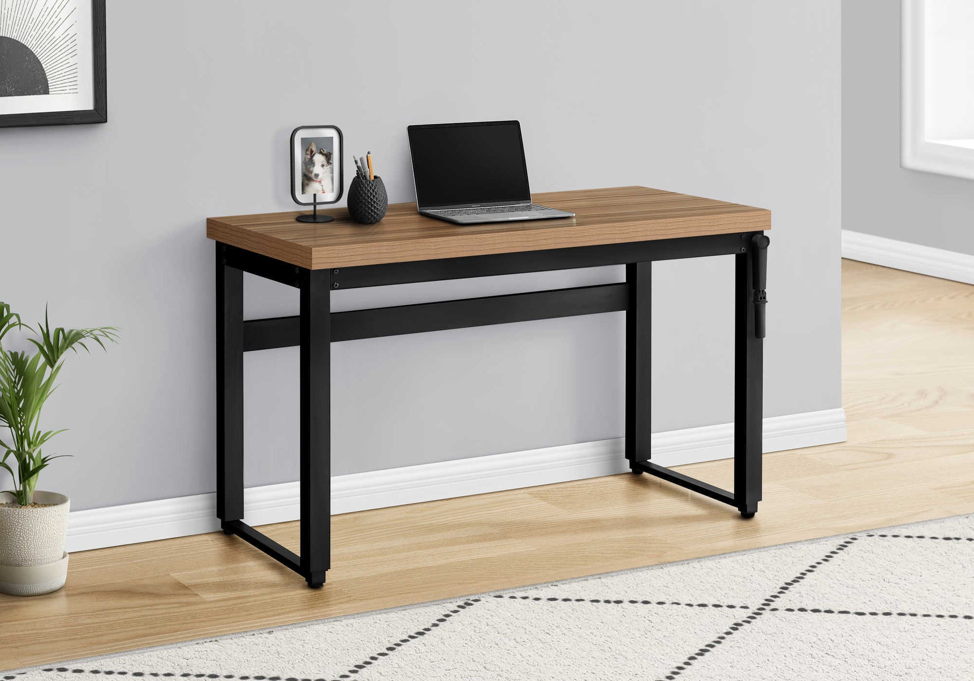 Computer Desk 48"L Height Adjustable Walnut-Computer Desk-DECOROLALA