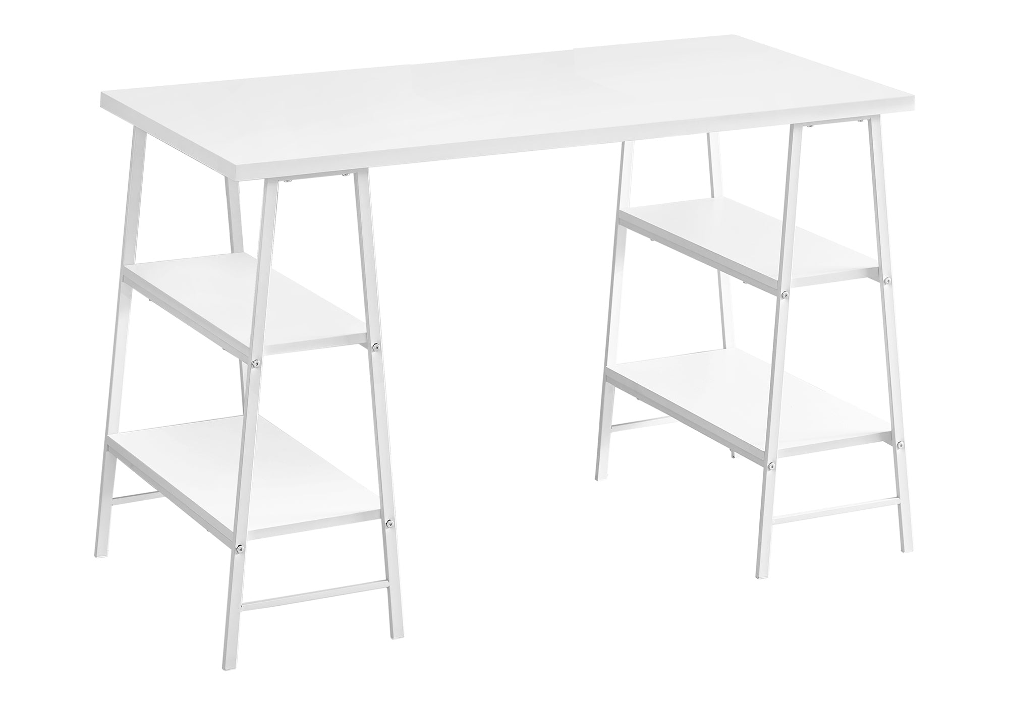Computer Desk 48"L Industrial White Metal Shelves-Computer Desk-DECOROLALA